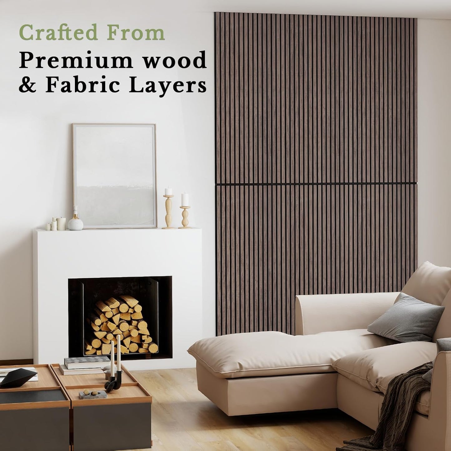 MISSDAY Wood Slat Acoustic Wall Panels, 4 Packs 47.2" x 23.6" Walnut Soundproof Panel For Interior Wall Decor Noise Absorbing-3D Textured Wooden Panel Sound-Absorbing for Home, Office, Studio