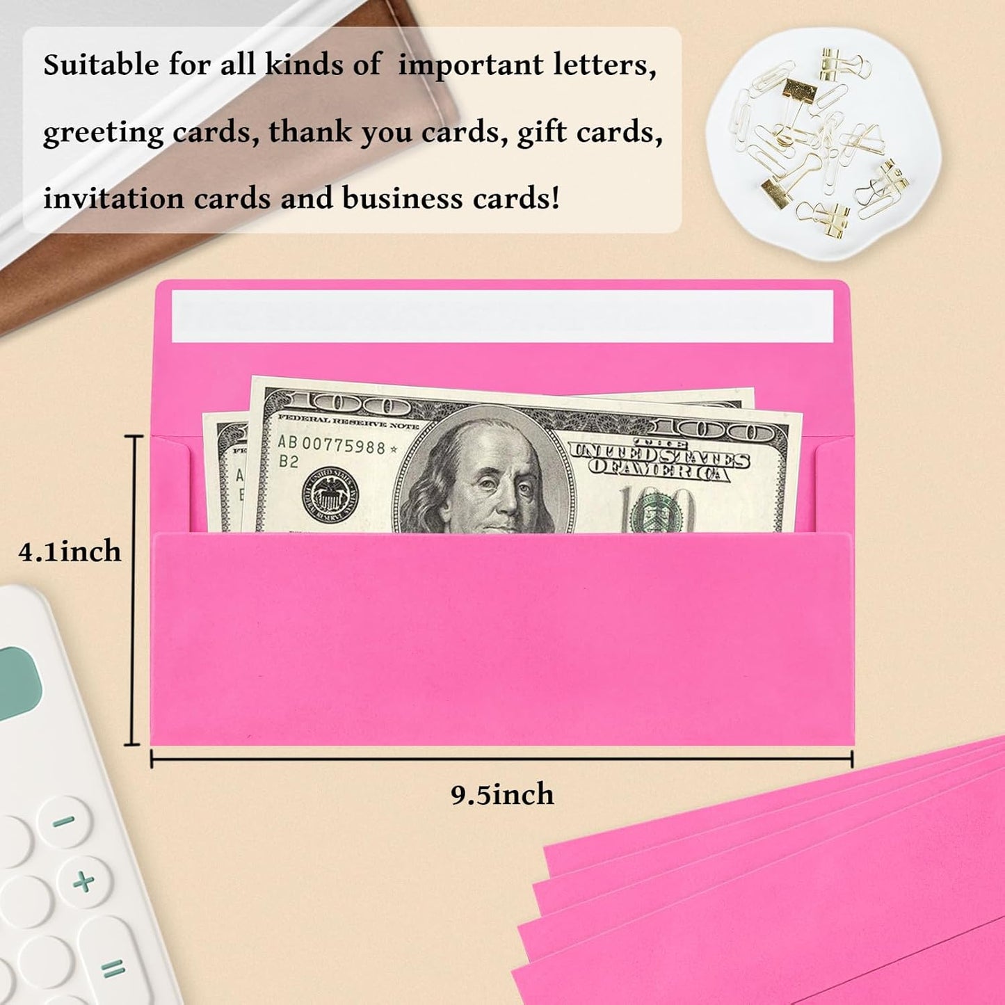 200 Pack #10 Business Envelopes, Rose Standard Envelopes Self Seal, Letter Size Mailing Envelopes for Checks Letters Invoices Statements Christmas Birthday Graduation Wedding, 4 1/8 x 9 1/2 Inch