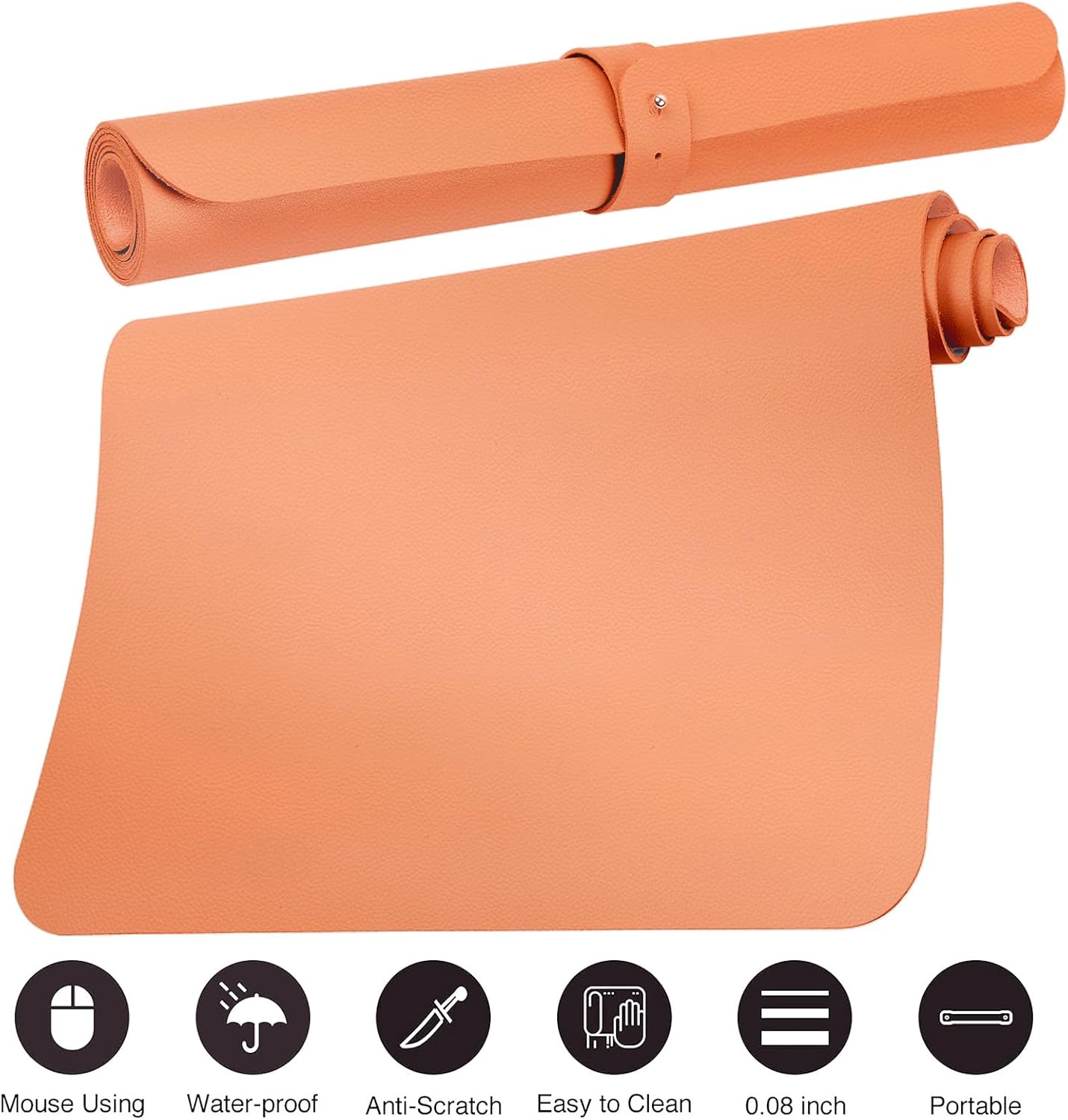 Boutilon Leather Desk Pad Protector,Non-Slip Mouse Pad,Laptop Desk Pad,Office Mouse Mat,Waterproof Leather Desk Blotter,Desk Writing Pad for Office and Home (XL-Orange Pink,35.4"x 15.7")