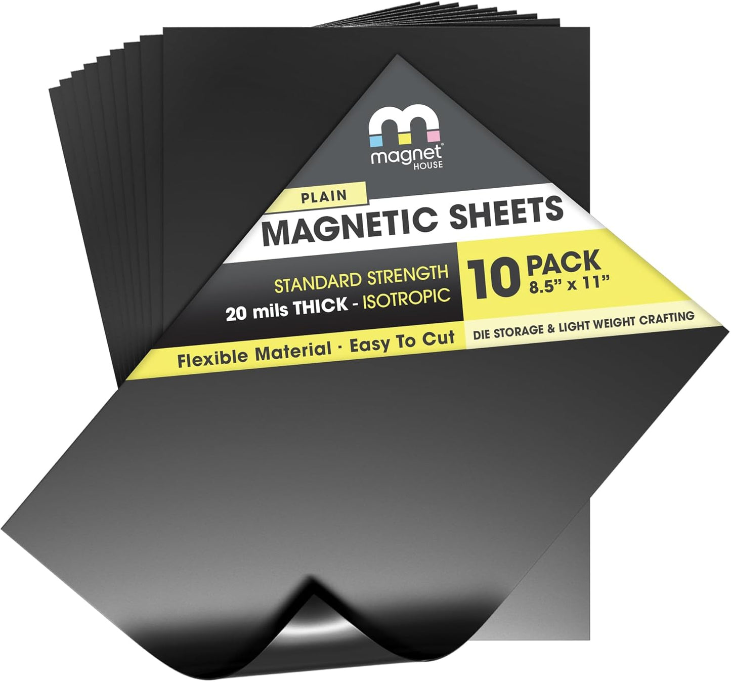 Magnetic Sheet, Tape and Strips with or Without Self-Adhesive Backing for Stickers | Die and Craft Storage | Flexible Rubber Magnet | 10 Sheets | 20mil or 30 mil Thick | 8.5” x 11”