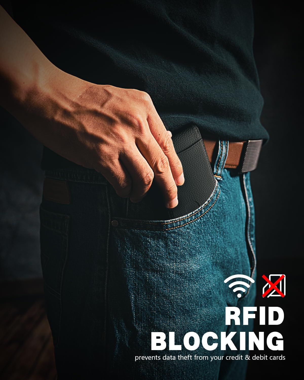 RUNBOX Money Clip Slim Wallets for Men RFID Blocking 11 Card Holder Minimalist Small Leather Bifold Men's Front Pocket Wallet Gift Box