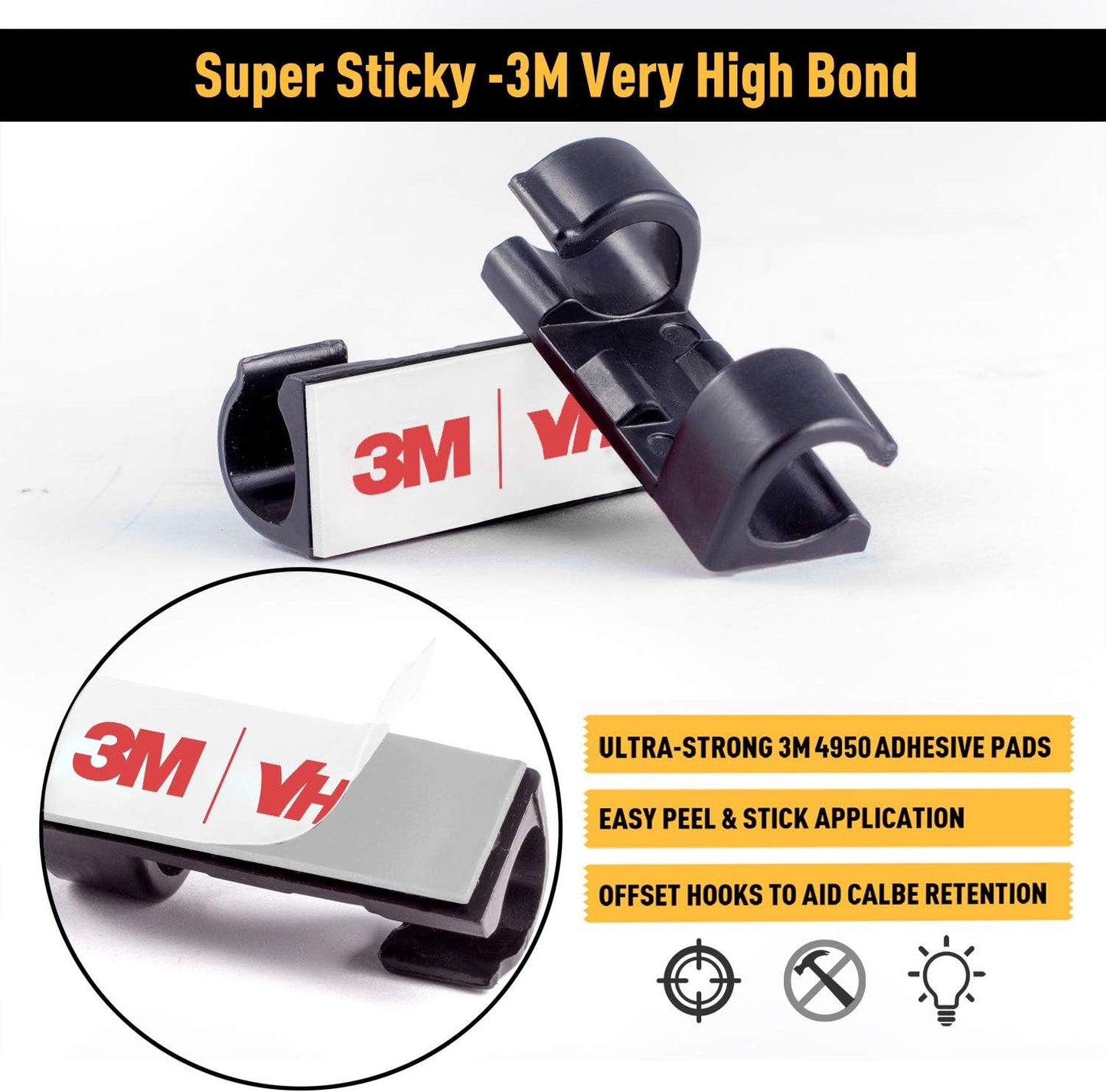 Cable Clips with Strong Self-Adhesive, XIAOXI Cable Management TV PC Wire Holder Sticky Tidy and Organizer Cord and Wires - 40 Pcs (Black)