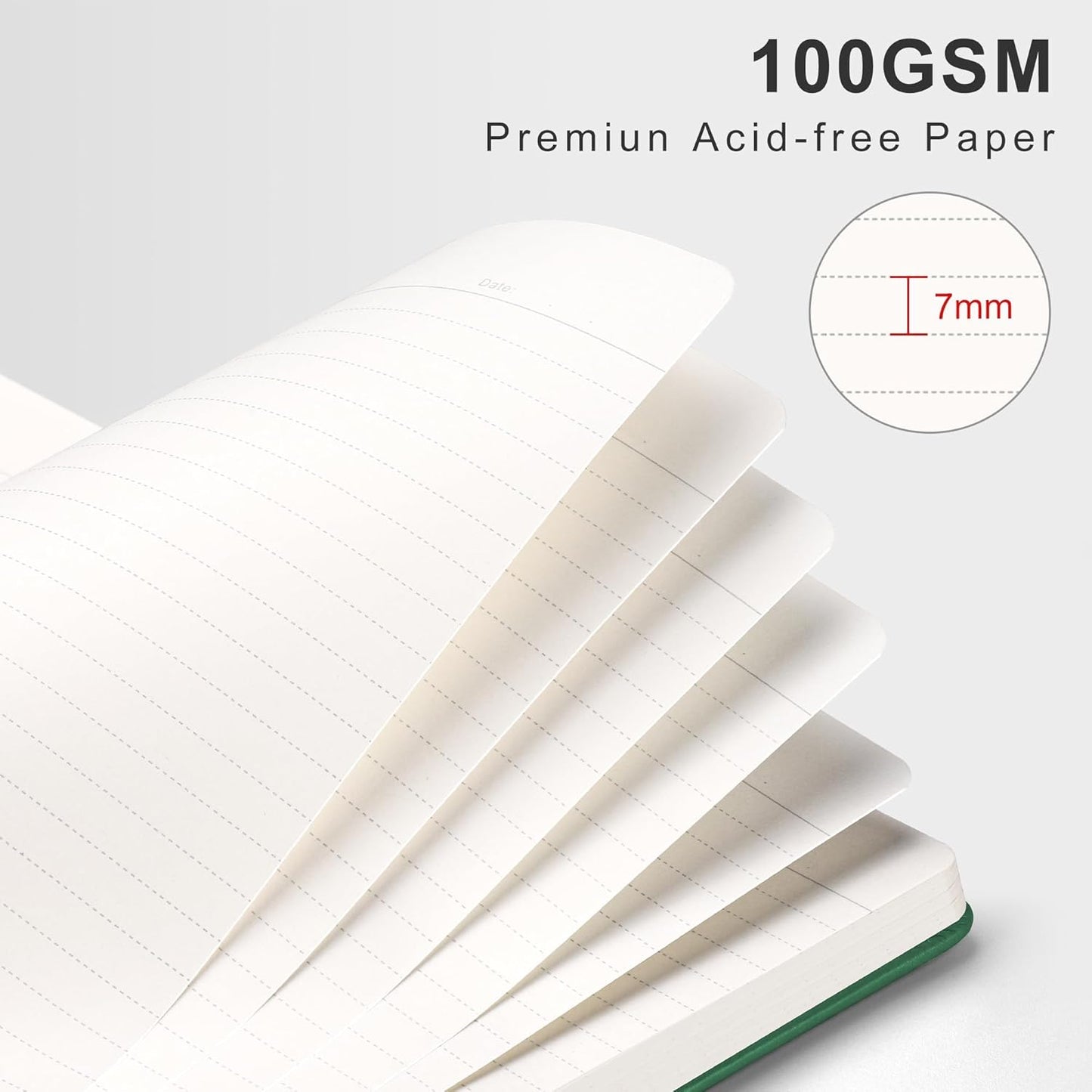 RETTACY Spiral Journal Notebook, 110 Numbered Pages, A4 Large Size (8.5'' x 11''), for Men & Women, Journaling, Writing, Work & Office, Leather Hardcover, 100 GSM Thick Paper (Dark Green)