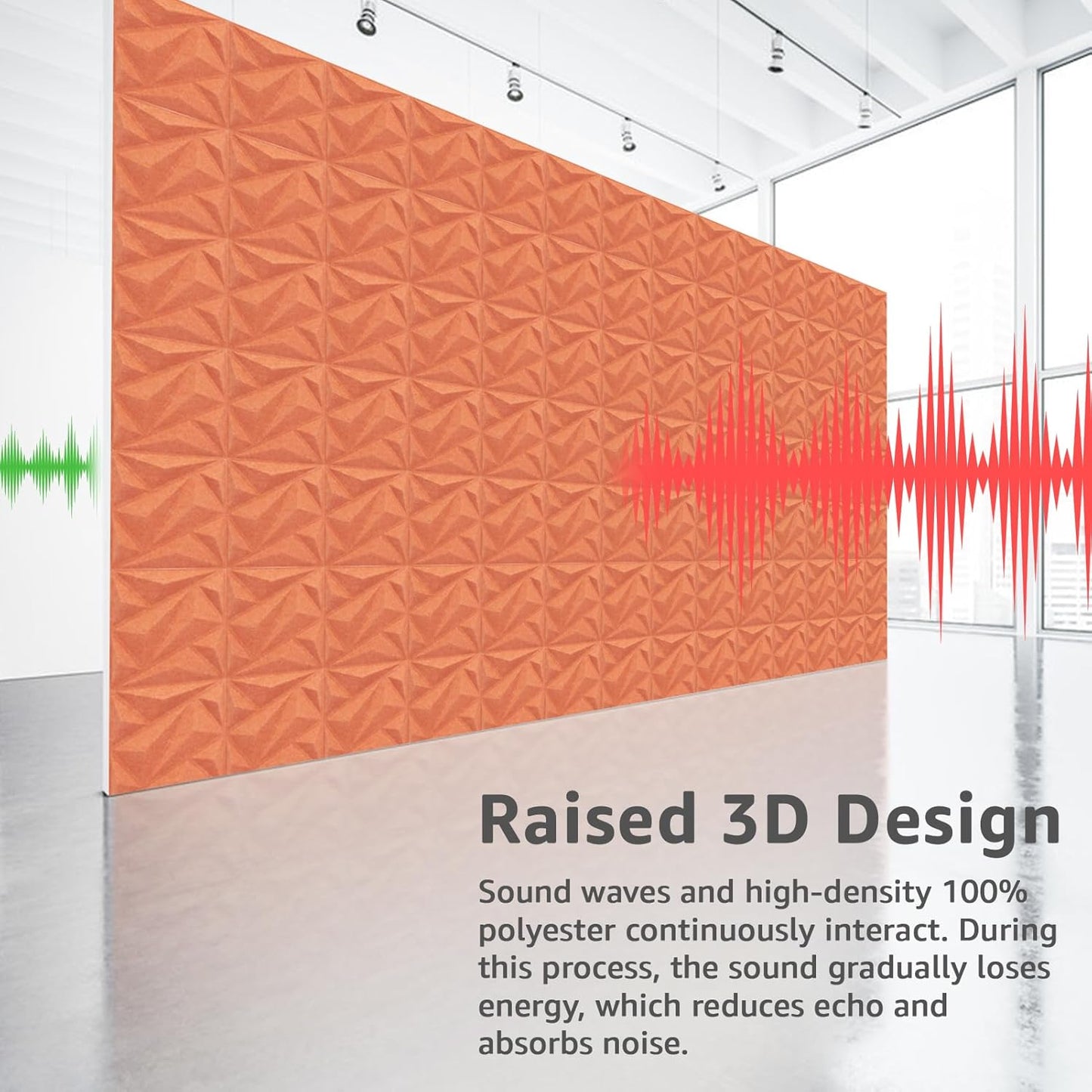 Art3dwallpanels Acoustic Panels 20 Pack Soundproof Wall Panels Sound Dampening Panels, 3D Wall Panels Sound Absorbing Panels, 12" X 12", Orange Red with Tape