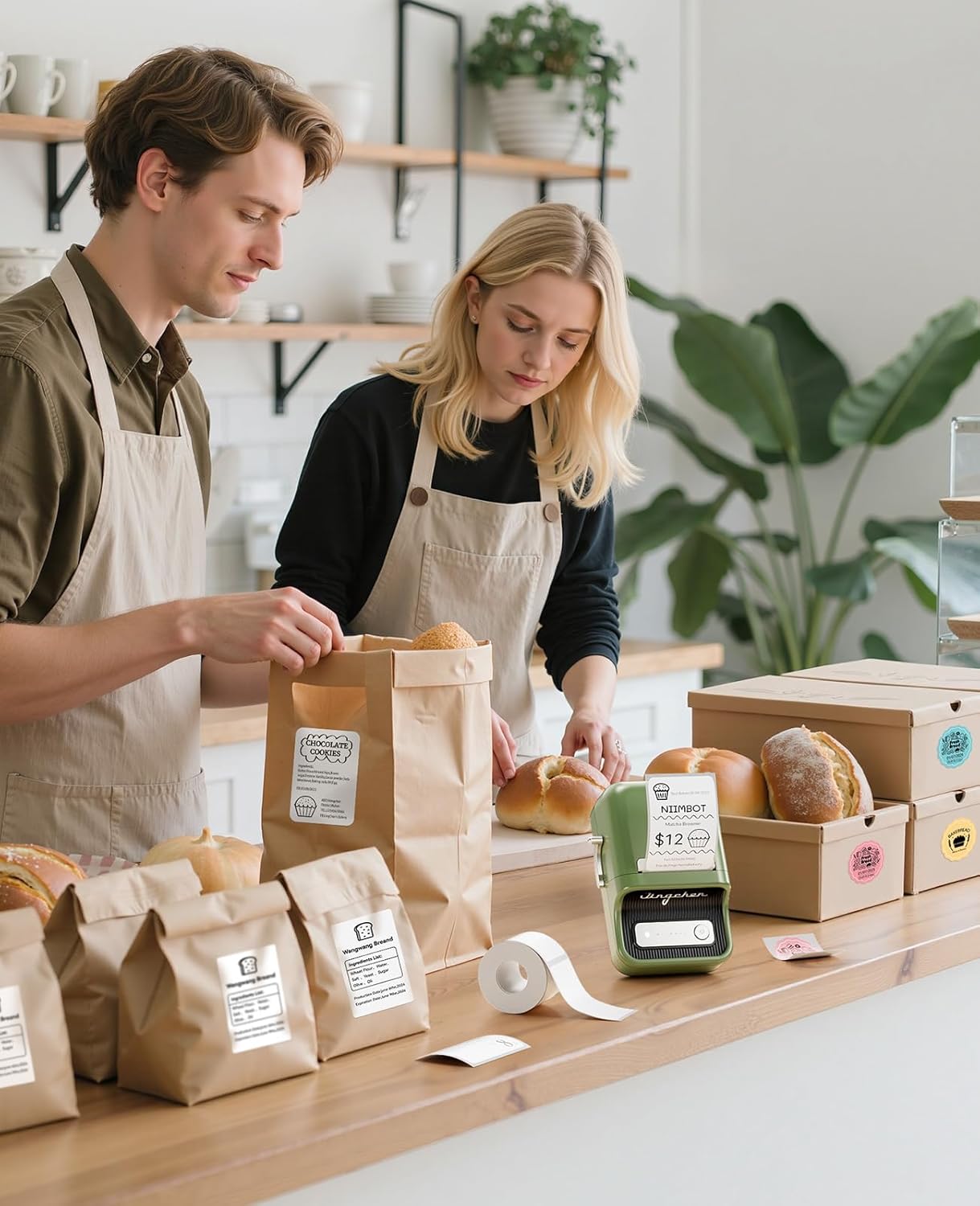 NIIMBOT B21 Label Printer,Thermal Label Maker,Ideal for Home Organization,Business,Ofice,50x30mm Label,230Pcs(Green)