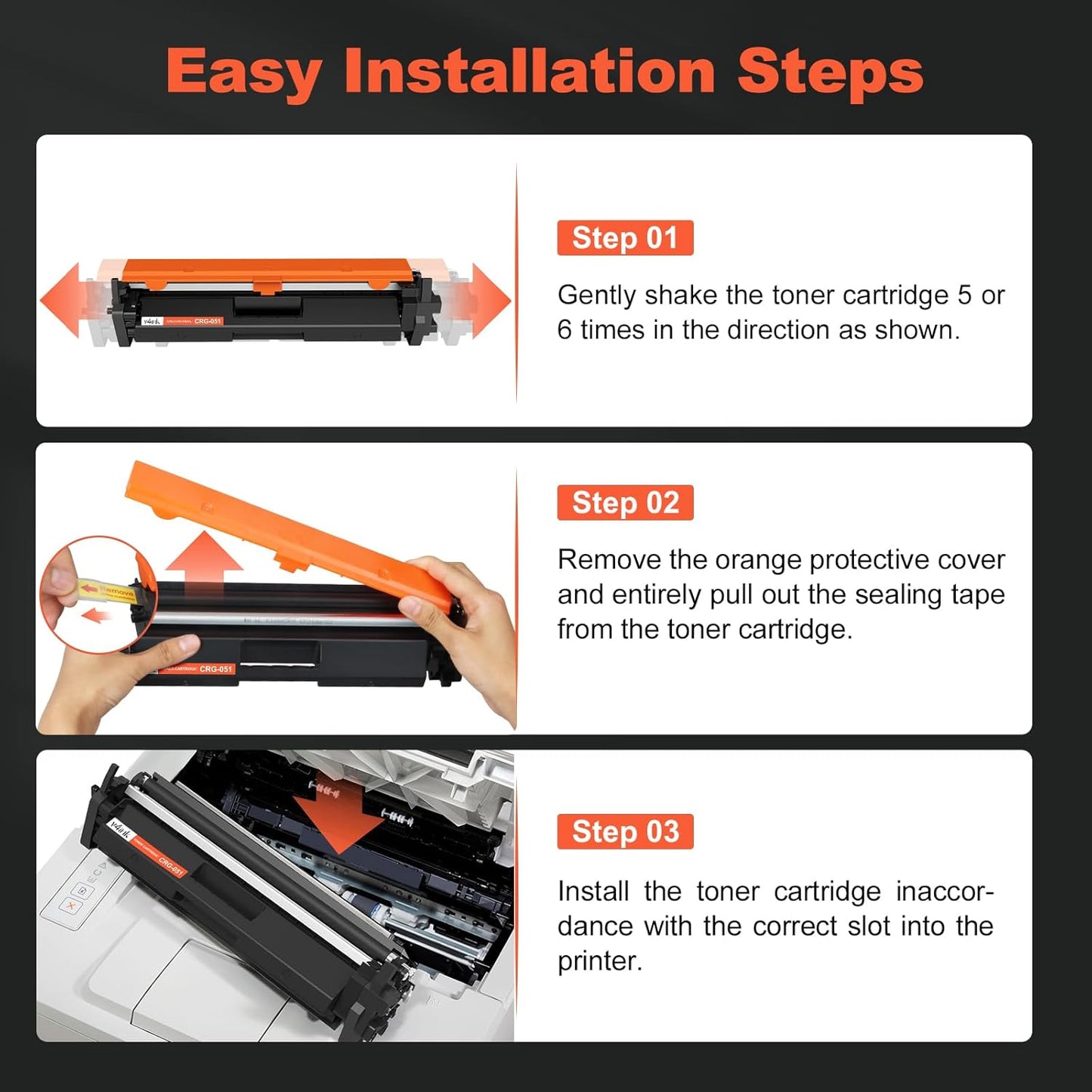 v4ink 2PK Compatible 051 Toner Cartridge Replacement for Canon 051 2168C001 CRG-051 Toner Cartridge Black for Canon ImageCLASS MF269dw MF267dw MF264dw LBP162dw LBP161dn LBP160 MF260 Printer