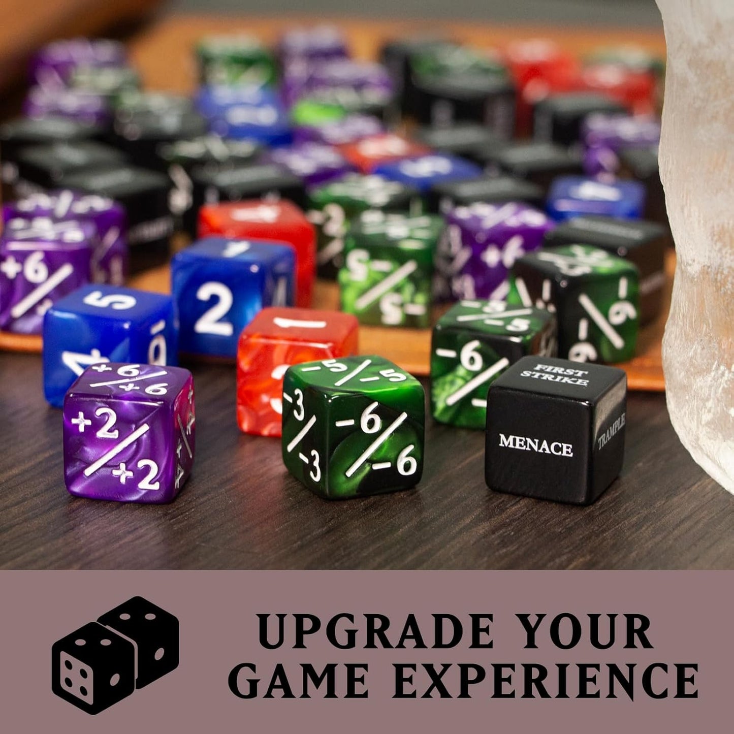 60 Pieces MTG Dice Abilities Keywords Counters Set - Counters Bulk Creature Stats Buff Tokens Magic The Gathering with 2 Dice Bags for MTG,TCG,Card Games Accessories