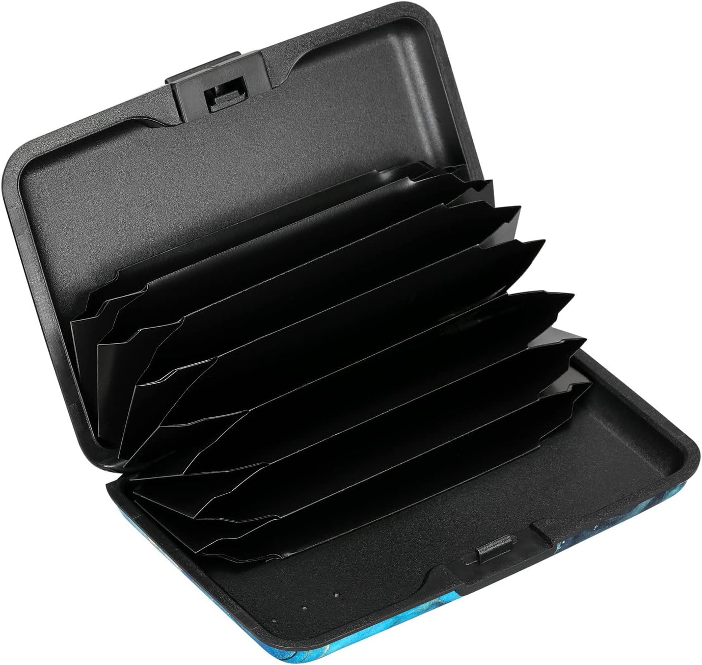 ELFISH RFID Blocking Credit Card Protector Aluminum ID Case Hard Shell Business Card Holders Metal Wallet for Men or Women (Graygreen Marble)