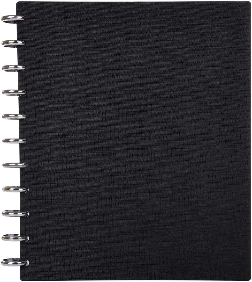 Talia Discbound Notebooks, Planner, Customizable, (yBlack w/Silver Discs, Letter (8.5in x 11in))
