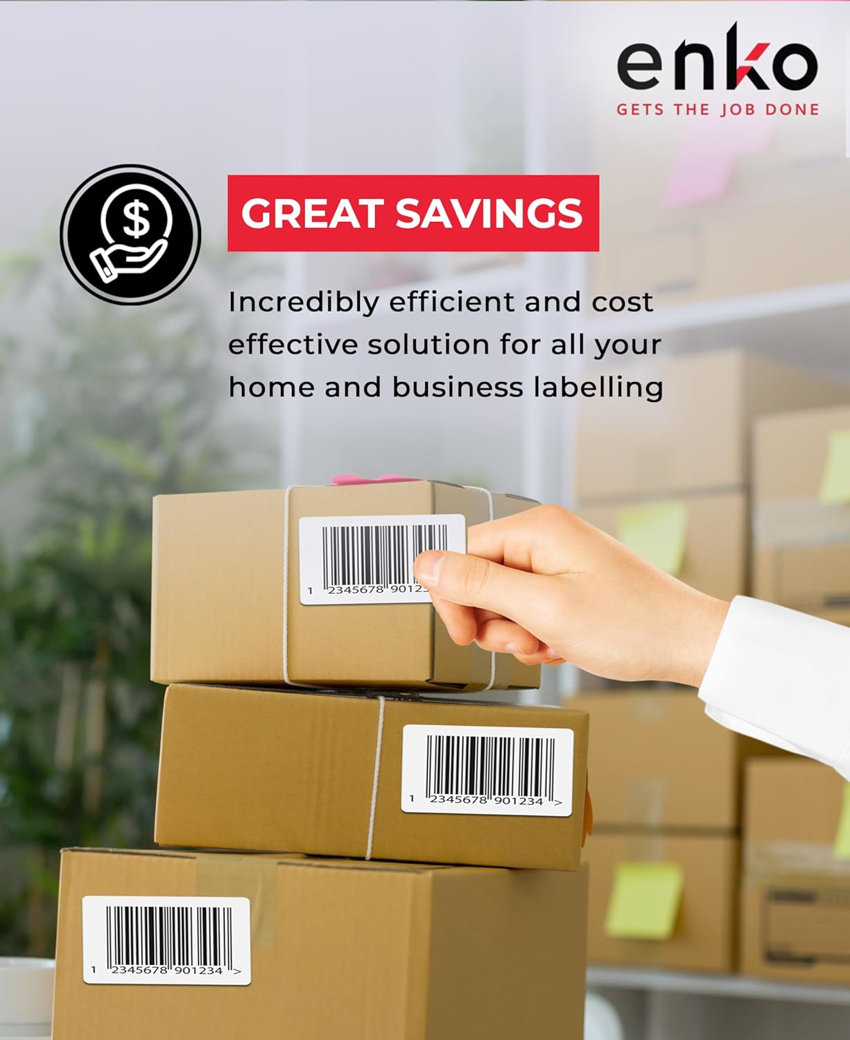 enKo 4" x 2" Labels for Zebra Desktop Printers (3 Rolls | 2,250 Labels) Direct Thermal Address Mailing Shipping Barcode FBA Stickers FNSKU Label for Zebra and Eltron (Perforated)