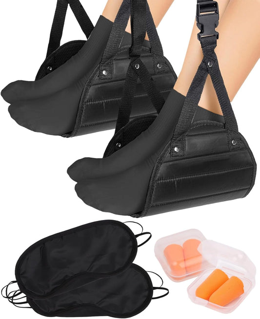 2PCS Foot Hammock Airplane Travel, Leg Rest Sling for Plane Travel