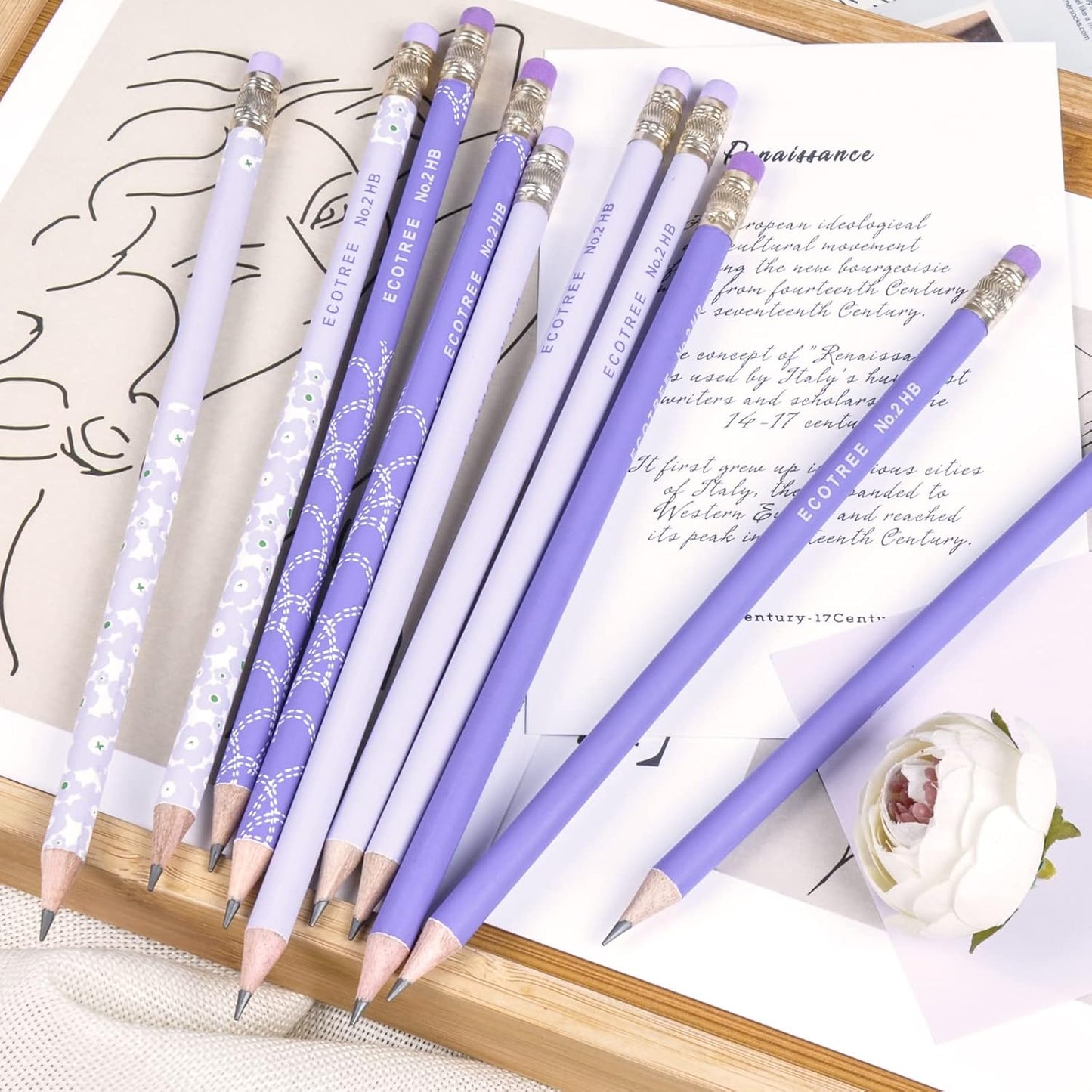 ECOTREE Pencils #2 Pre-Sharpened Pencils for Kids Number 2 Pencil with Erasers for School, Writing, 24 Count