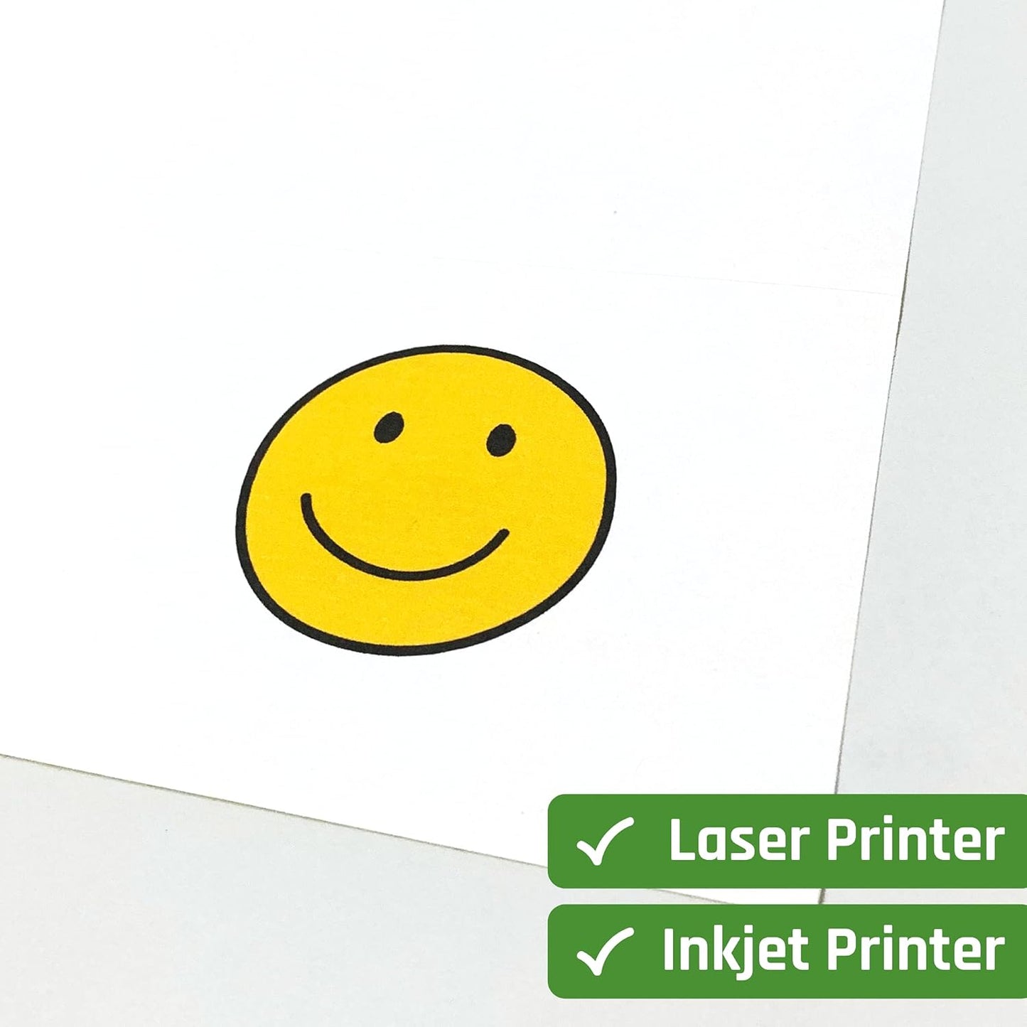 200 Sheets, Printable White Sticker Paper, Laser/Inkjet Printing - Matte, Letter Size (8.5" x 11")