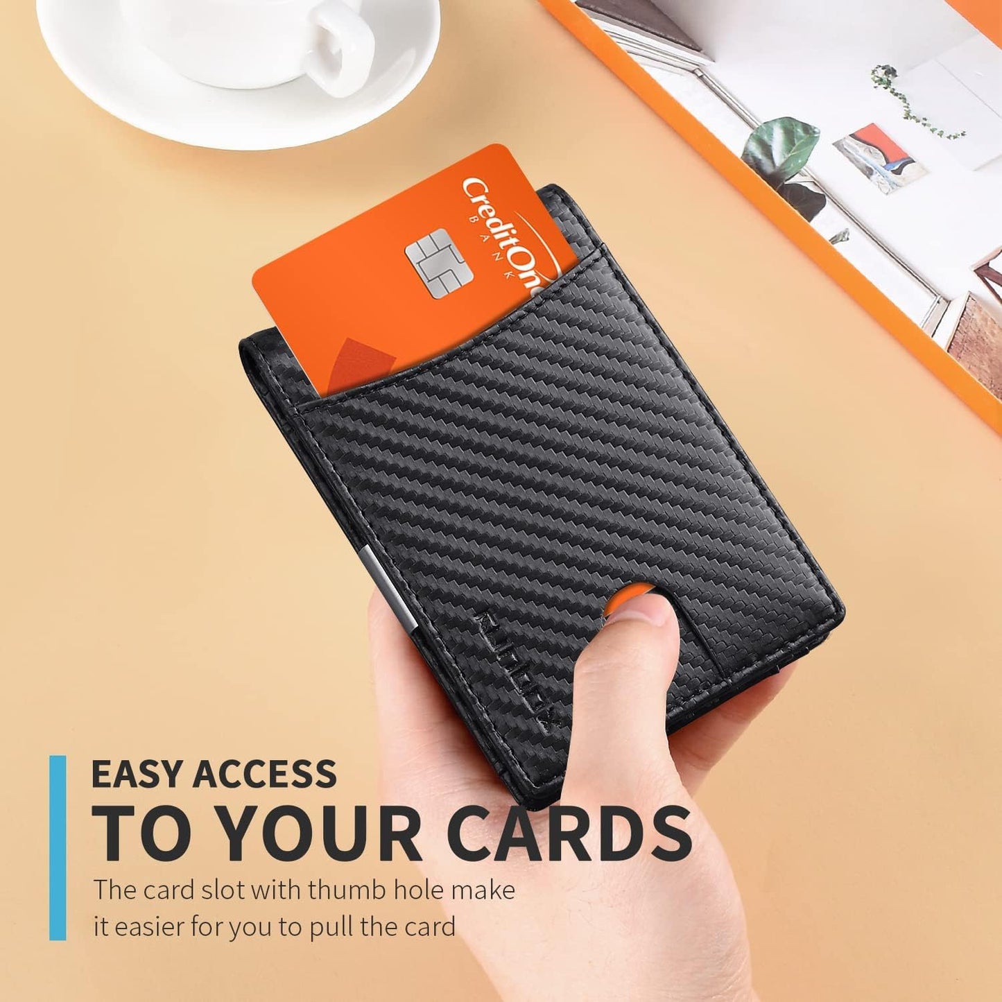 RUNBOX Money Clip Slim Wallets for Men RFID Blocking 11 Card Holder Minimalist Small Leather Bifold Men's Front Pocket Wallet Gift Box