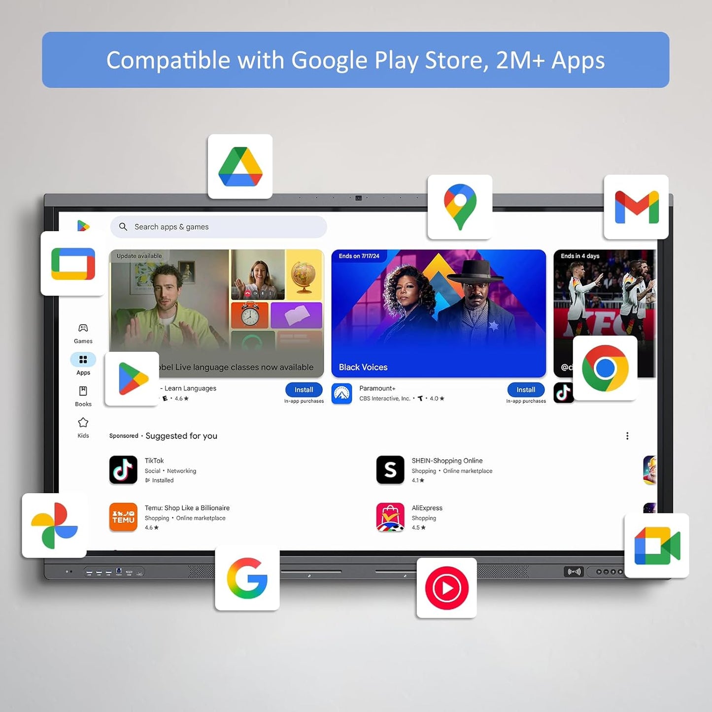 Shiarffe X5 Smart Board 65" 4K Interactive Whiteboard Google EDLA-Certified for Classroom Office Homeschool, OTA Software Updates 8GB RAM + 128GB Storage, Octa-Core Android 14 OS