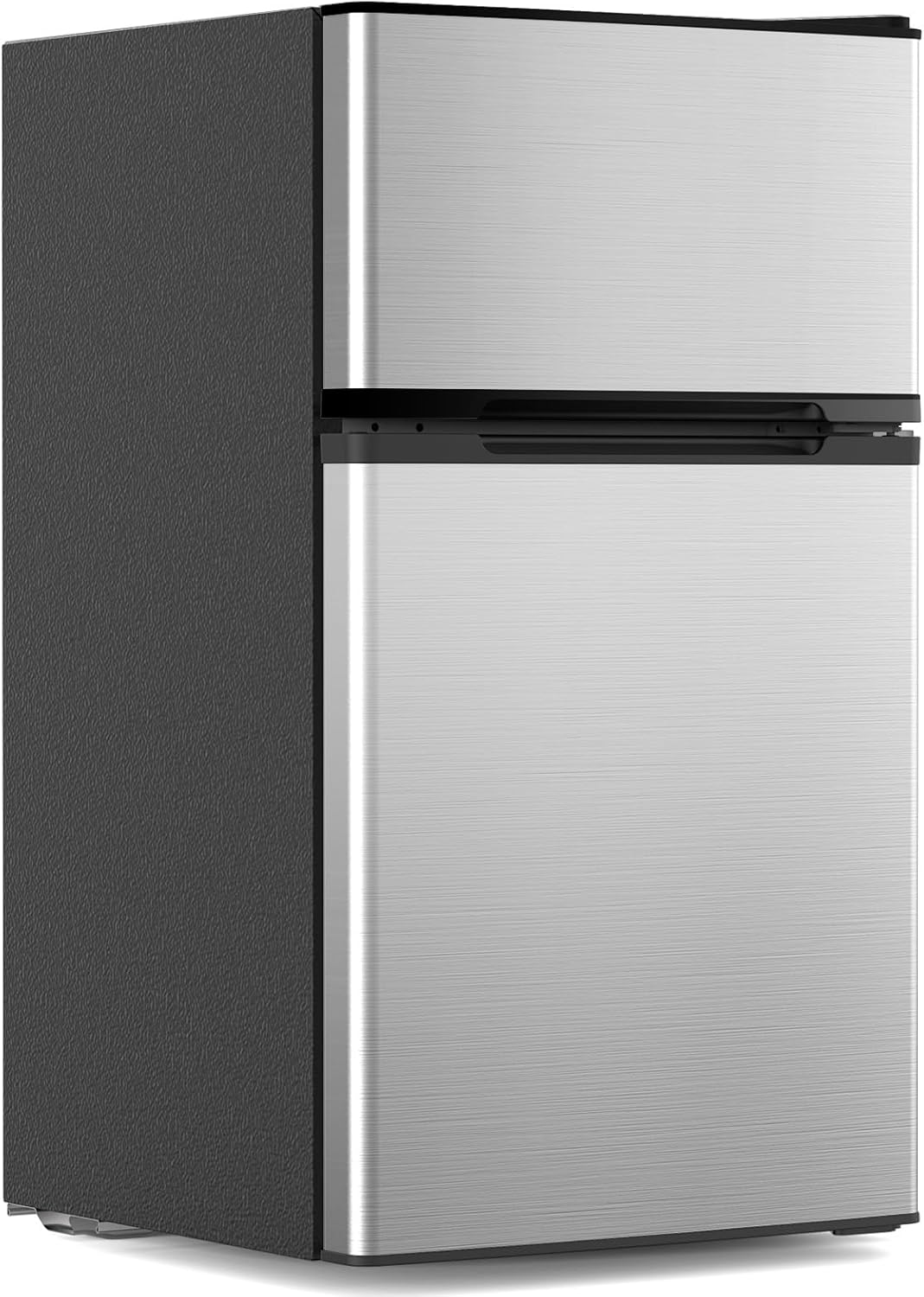 3.1 Cu.Ft Mini Fridge with Freezer, 2 Door Compact Refrigerator, Mini Fridge with Adjustable Removable Glass Shelves for Bedroom, Office, Dorm or Apartment, Stainless Steel