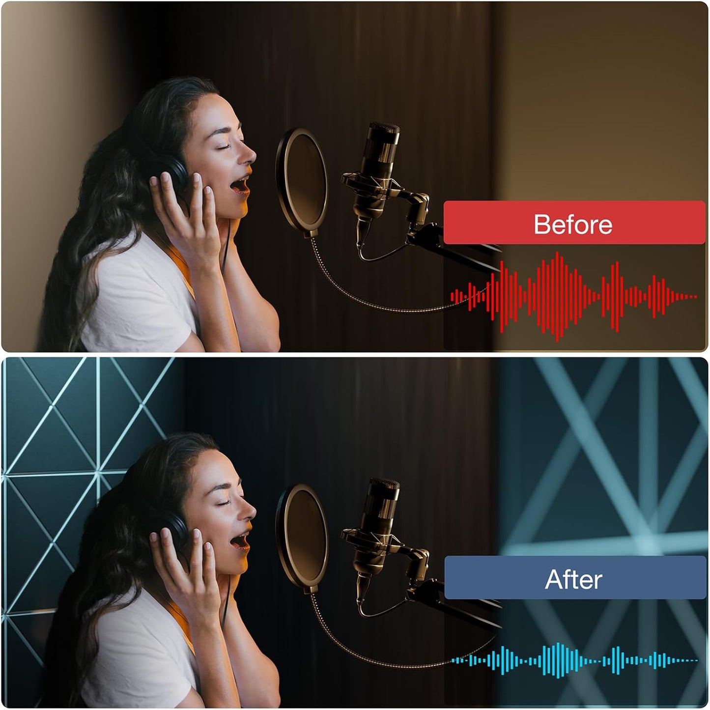 22 Pack X-Line Design Acoustic Panels, 12" X 12" X 0.4" Self-Adhesive Sound Proof Foam Panels for Walls, Soundproof Wall Panels for Home & Office (Black on White)