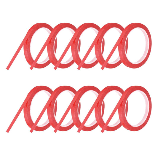 MECCANIXITY 10 Rolls Whiteboard Tape Graphic Chart Tape 10mm 54.7 Yard Art Tape Thin Self-Adhesive Pinstripe Tape Masking Tape for Gift Wrapping Craft Supplies, Red