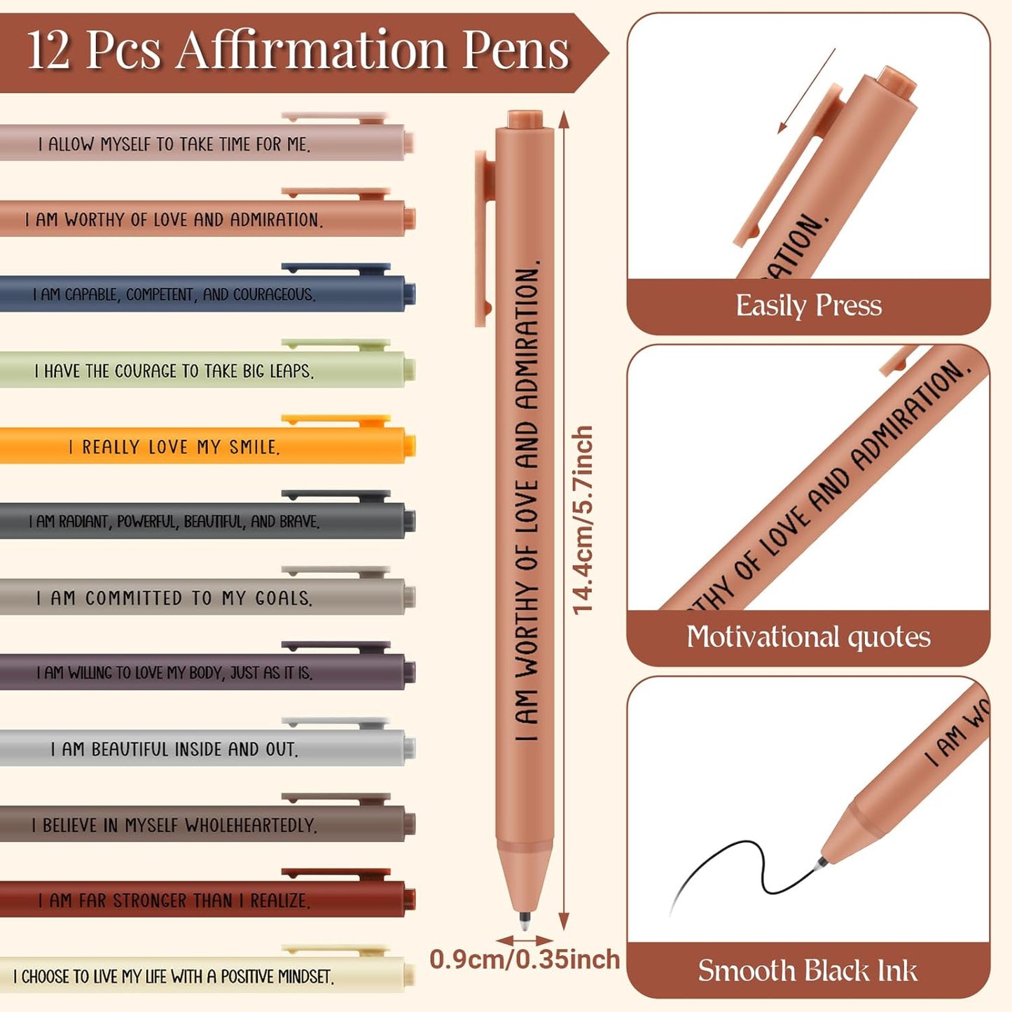 Kosiz 24 Pcs/12 Set Positive Affirmation Gifts Gratitude Spiral Notebooks with Pens Motivational Encouragement Notepads Daily Affirmations Journal for Women (Vibrant)