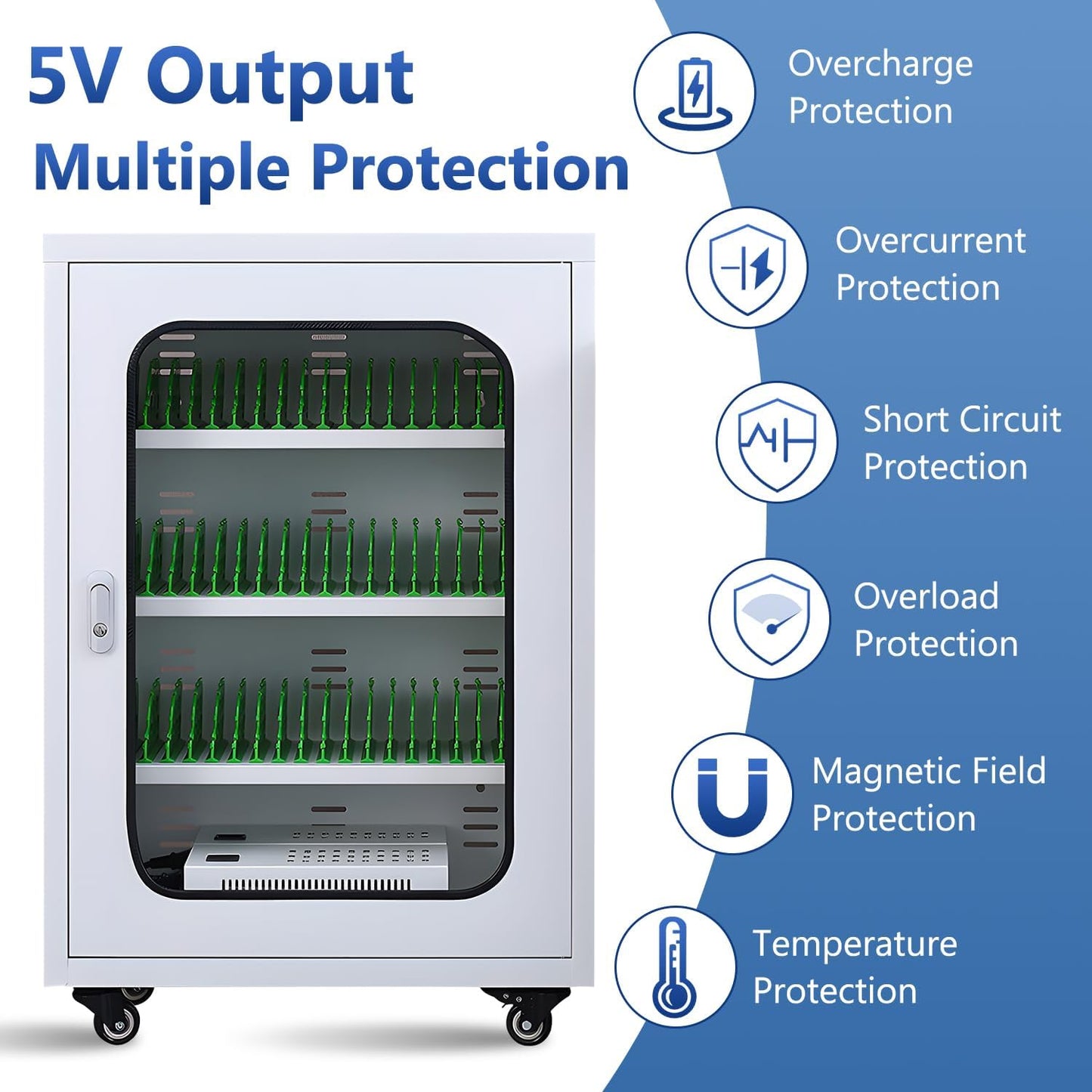 Mobile Charging Cabinet for Cell Phone, 50 Device Charging Station, USB Charging Cart Locker, with Wheels & Combination Lock, Secure Phone Storage Cabinet (50Slots)