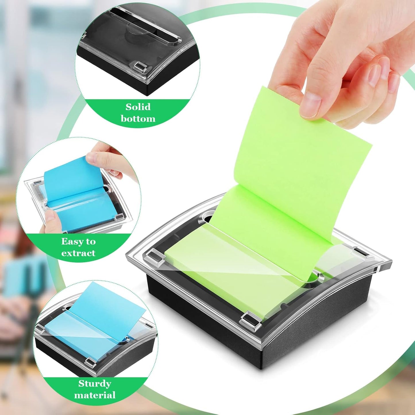 Meanplan 16 Pad Pop up Sticky Notes with 2 Pack Pop up Sticky Dispenser Note Holder Black Base Self Stick Memo Pads Blank Adhesive Notes 3x3 Refills Back to School Office Desk Supplies, 50 Sheet/pad