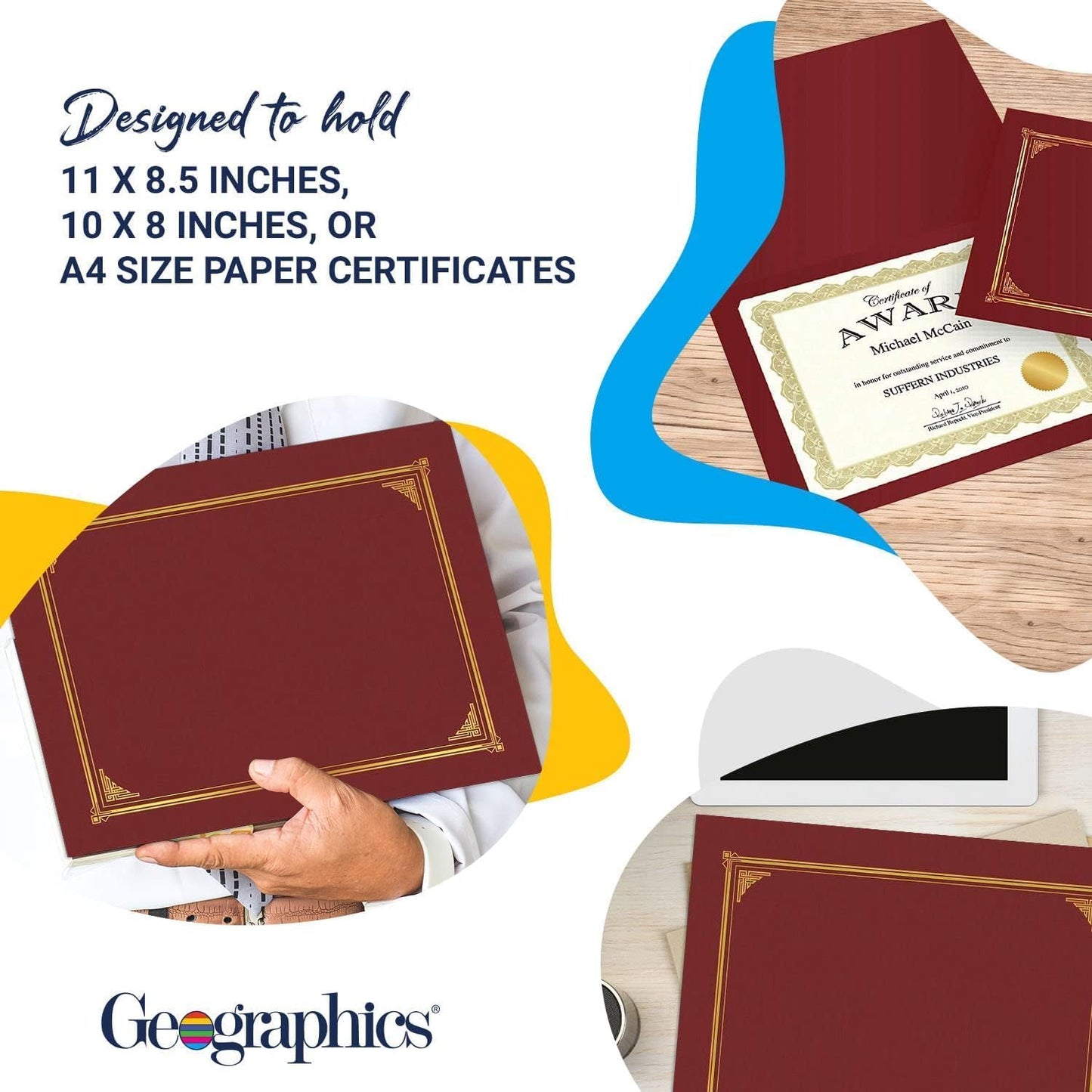 45333 Certificate/Document Cover, 12 1/2 x 9 3/4, Burgundy (Pack of 6)