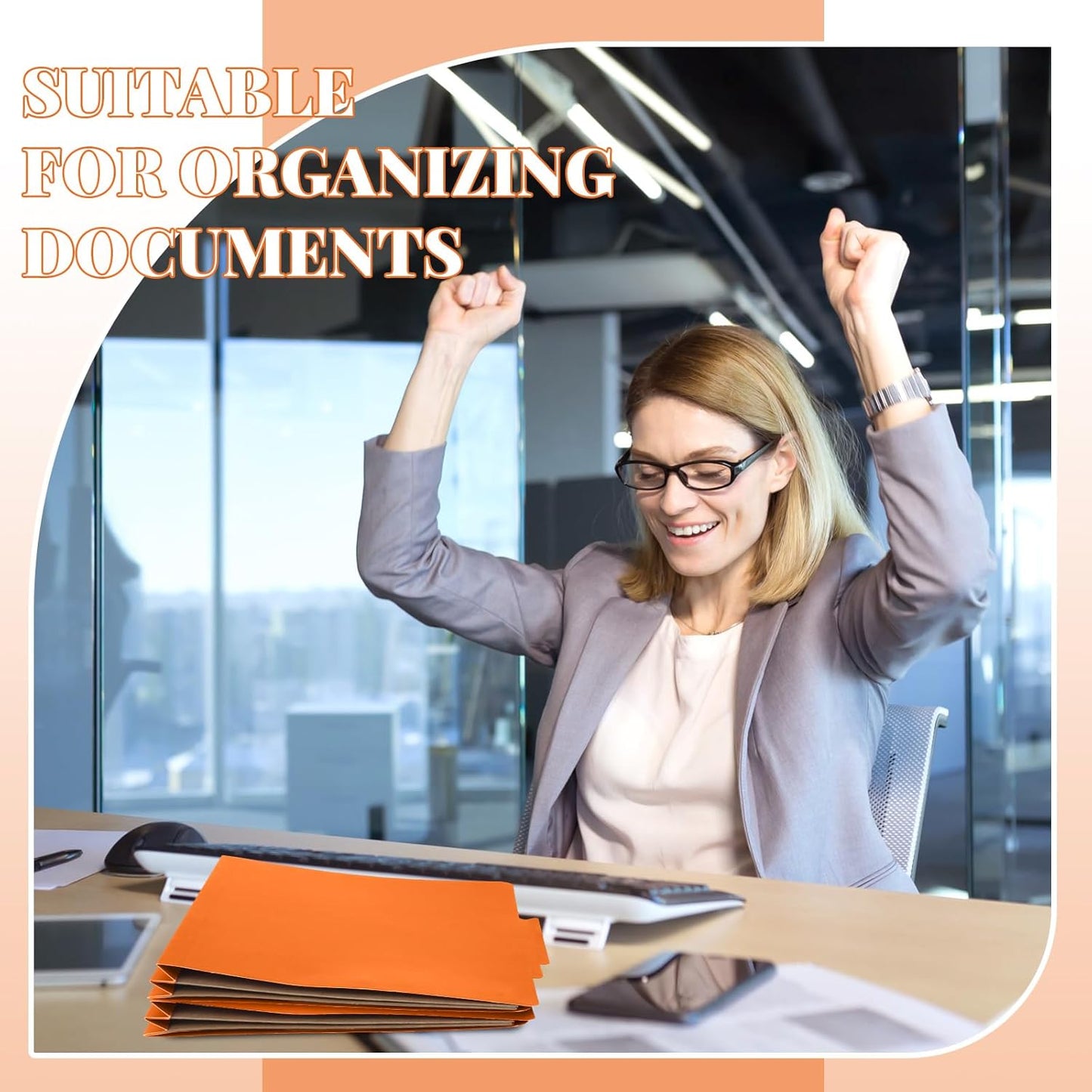 24 Pcs Classification Folders Letter Size, 2 Pocket Dividers Pressboard File Folder with Fasteners, Expanding File Organizer Bulk for Teachers, Clergy, Office, Church, Christmas (Orange)