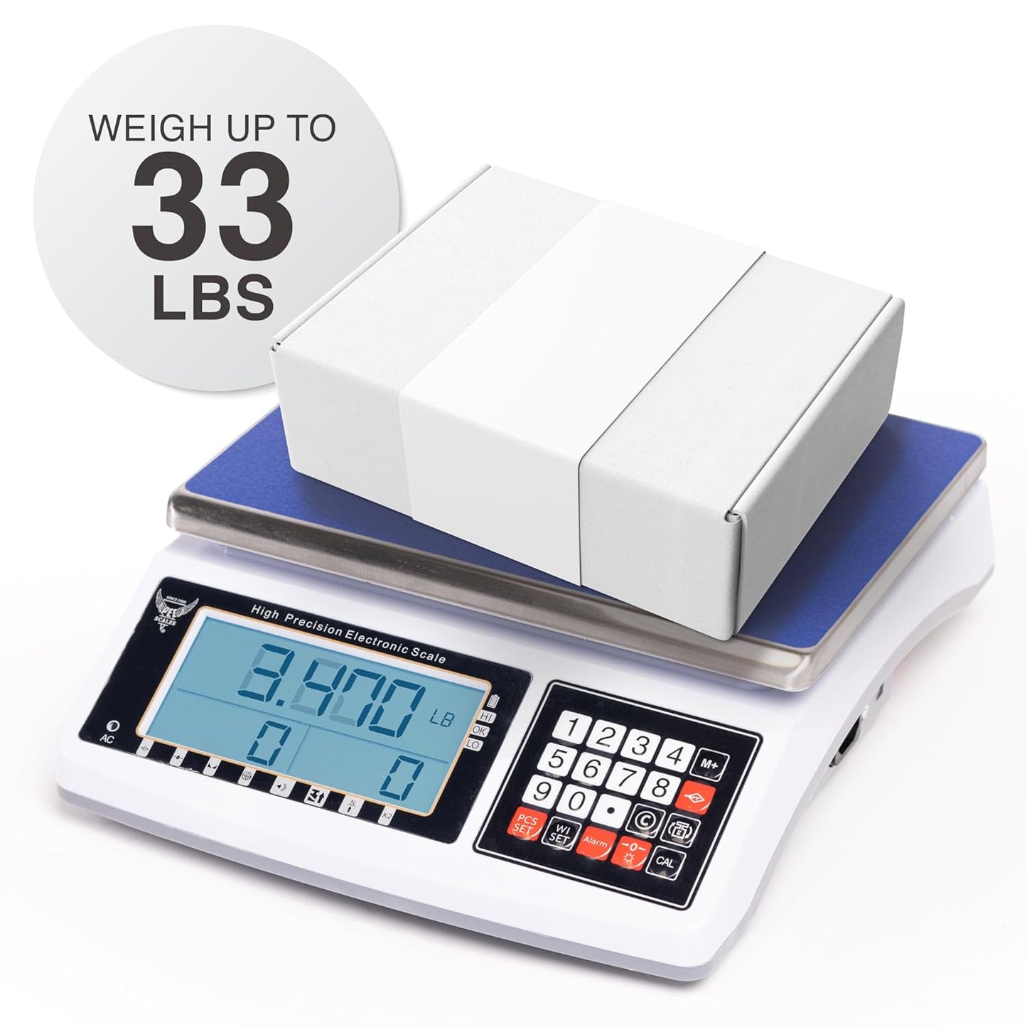 PEC Digital Counting Scale - Digital Inventory for Packages, Coins and Small Parts - 33lbs Capacity
