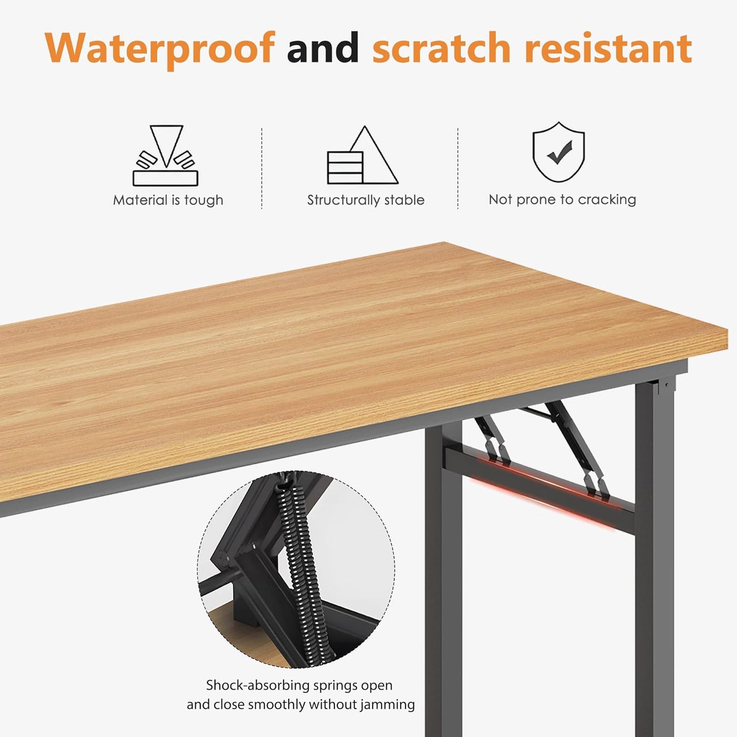 DlandHome Large Computer Desk, Folding Desk, Decent and Steady Home Office Desk/Workstation/Table 54.3inch Teak Black