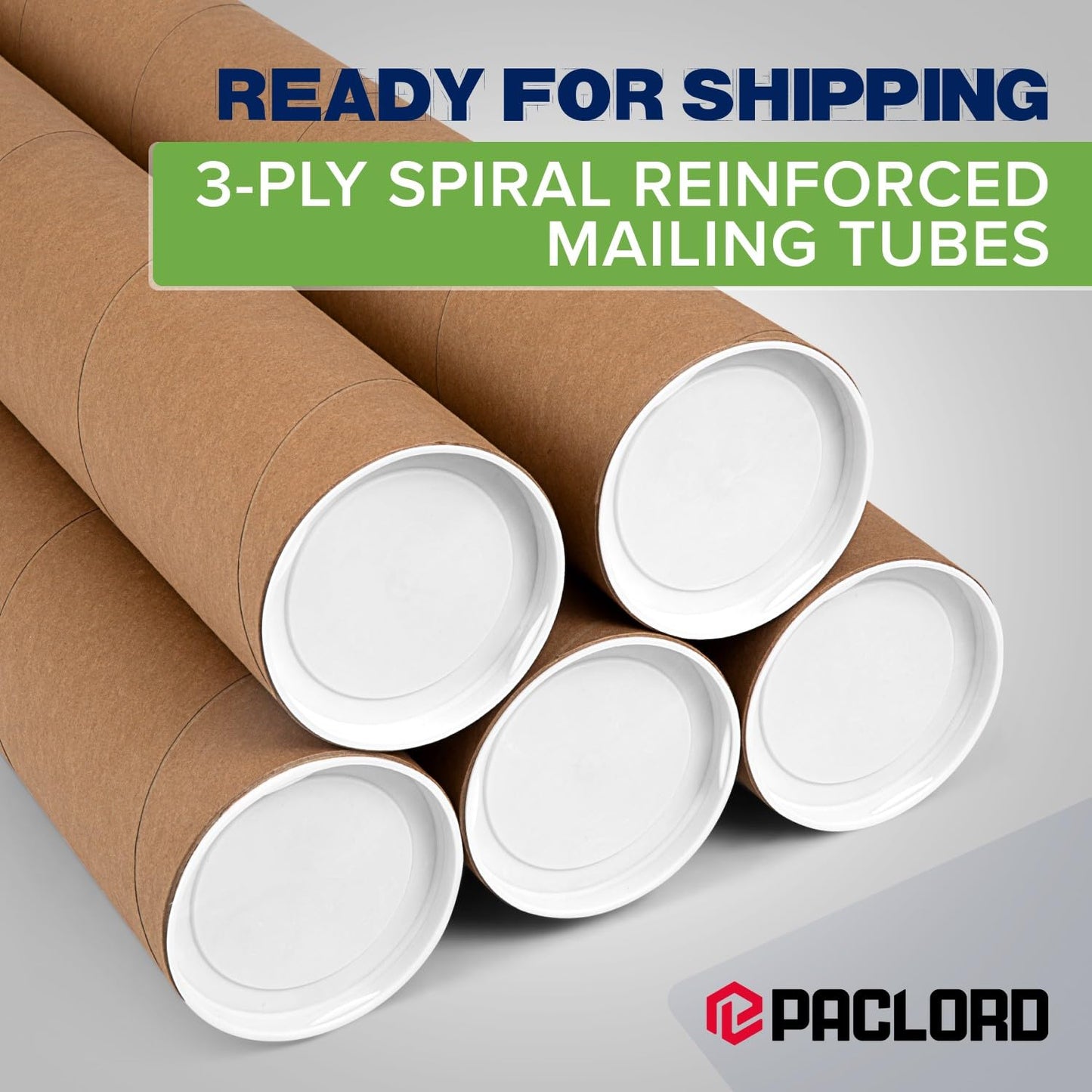 4" x 36" Reinforced Kraft Paper Mailing Tubes, Pack of 12 Tubes with 2 Caps Each – USPS Approved Poster Tube – Made in USA Cardboard Tube for Shipping and Storing Posters, Prints, Artwork, Documents