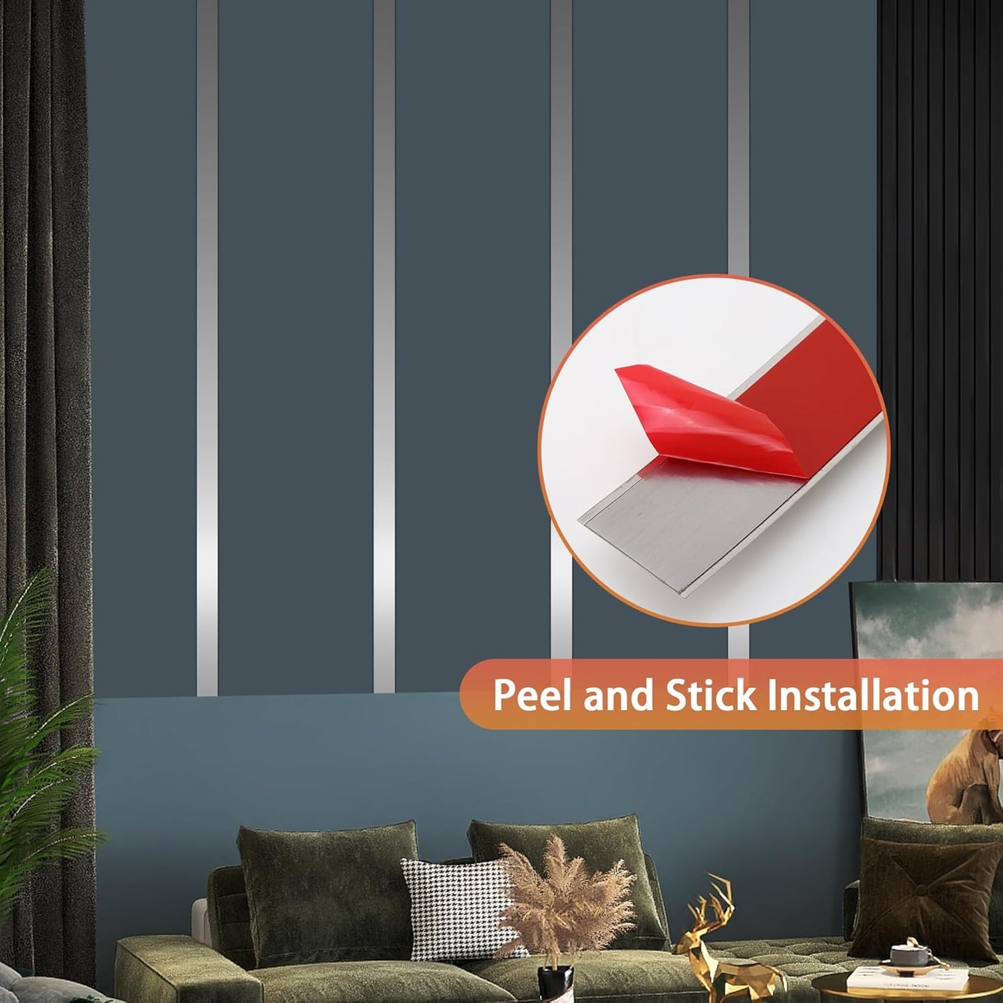 Self Adhesive Backing Metal Strip for Magnets, Flexible Ferrous Memo Tapes Roll for Bulletin Boards in Studio, Office, School (Glossy Silver, 118''L x 3.15''W, Contains 40 Magnets)