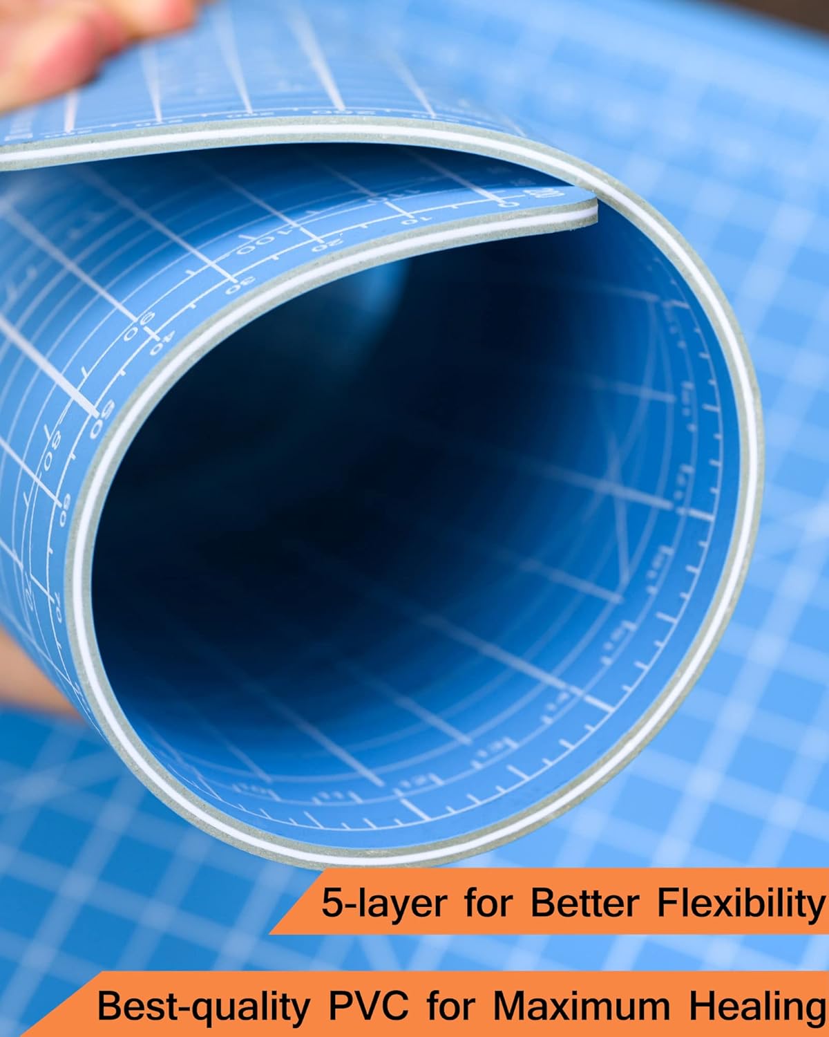 Density-upgraded 18"x12" Self Healing Cutting Mat, Idemeet Rotary Sewing Mat for Crafts, 5-Ply Blade Table Protector Cut Board for Fabric Leather Cutting Quilting Modeling Hobby Project, A3, Blue