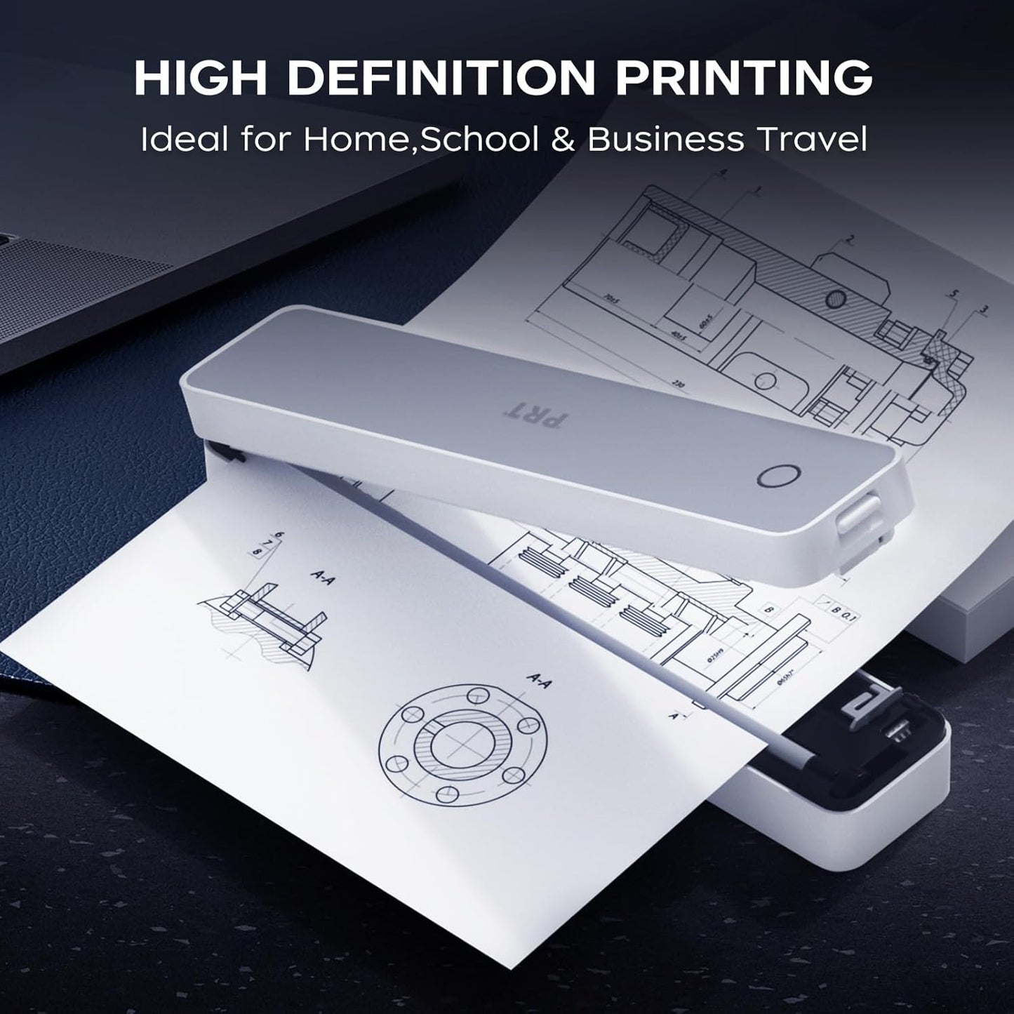 PRT Thermal Portable Printer Wireless for Travel, Inkless Bluetooth Support 8.5"x11" US Letter, A4, Compatible with iOS, Android, Laptop, Mobile Printer for Office, Vehicle, Home Use