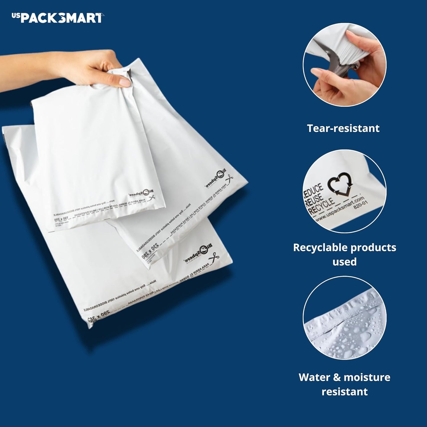 White Plastic Poly Mailers 12"x15" | Shipping Bags for Clothing, Books & Accessories | Durable Shipping Envelopes | Waterproof and Tear-Proof with Strong Self-sealing Adhesive | 100-Pack