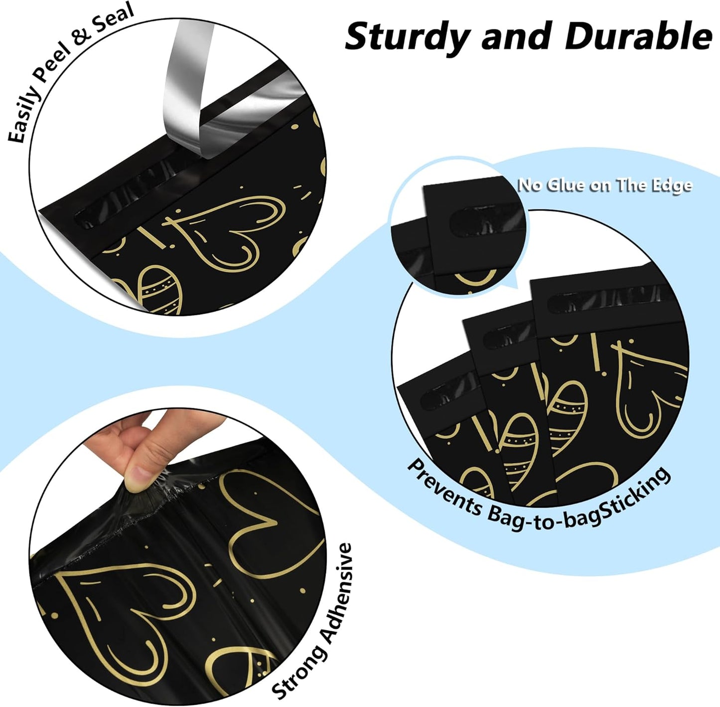 Poly Mailers 10x13 Inch 100 Pcs, Heart printed Thank You Shipping Bags with 2.4mil Thickness, Waterproof Mailing Envelopes, Strong Self-sealing Adhesive Poly Bags for Shipping