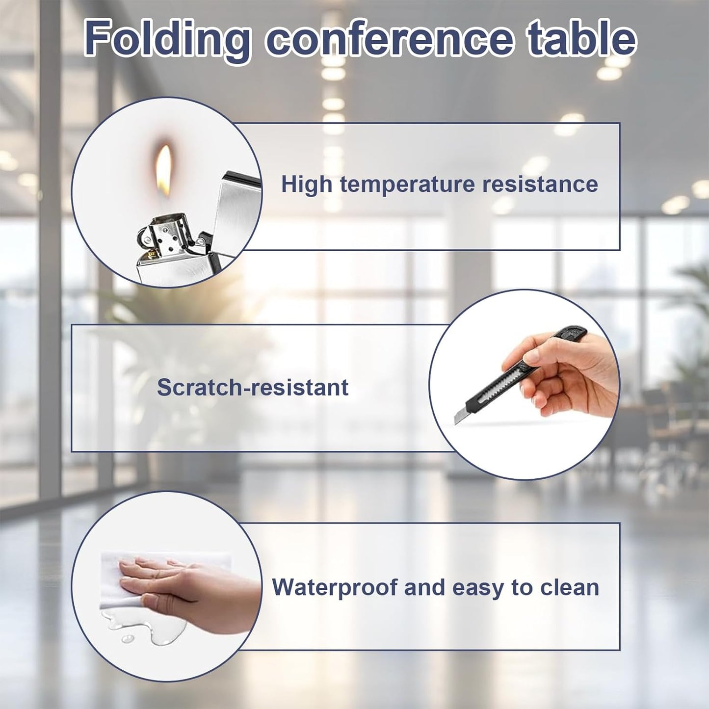 Conference Table,Folding Conference Room Tables Portable Rolling Conference Training Table with Silent Wheels,Mobile Meetings Flip Top Tables for Offices Classrooms Meeting Room (6Pack 70.8in)