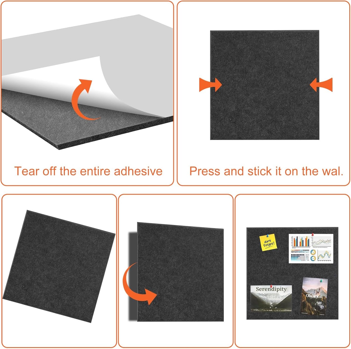 Cork Boards for Walls 48" x 36" Felt Board Alternative, 12 Pack Felt Wall Tiles Bulletin Board, Large Cork Board for Office Pin Board Tack Board Cork Boards