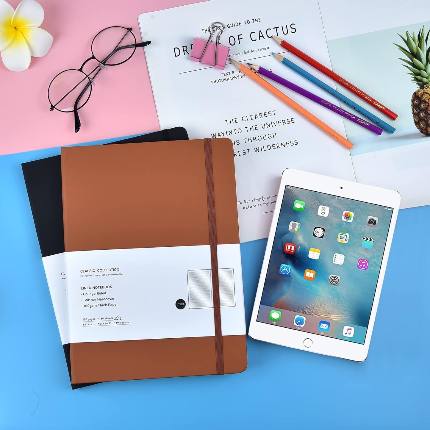 Coopay 12 Pack B5 Notebooks Journal College Ruled Composition Notebooks Classic Hardcover Lined Journals for Office Home School Business Writing Notes, 10.2" x 7.5", 100GSM Thick Paper (Multicolor)