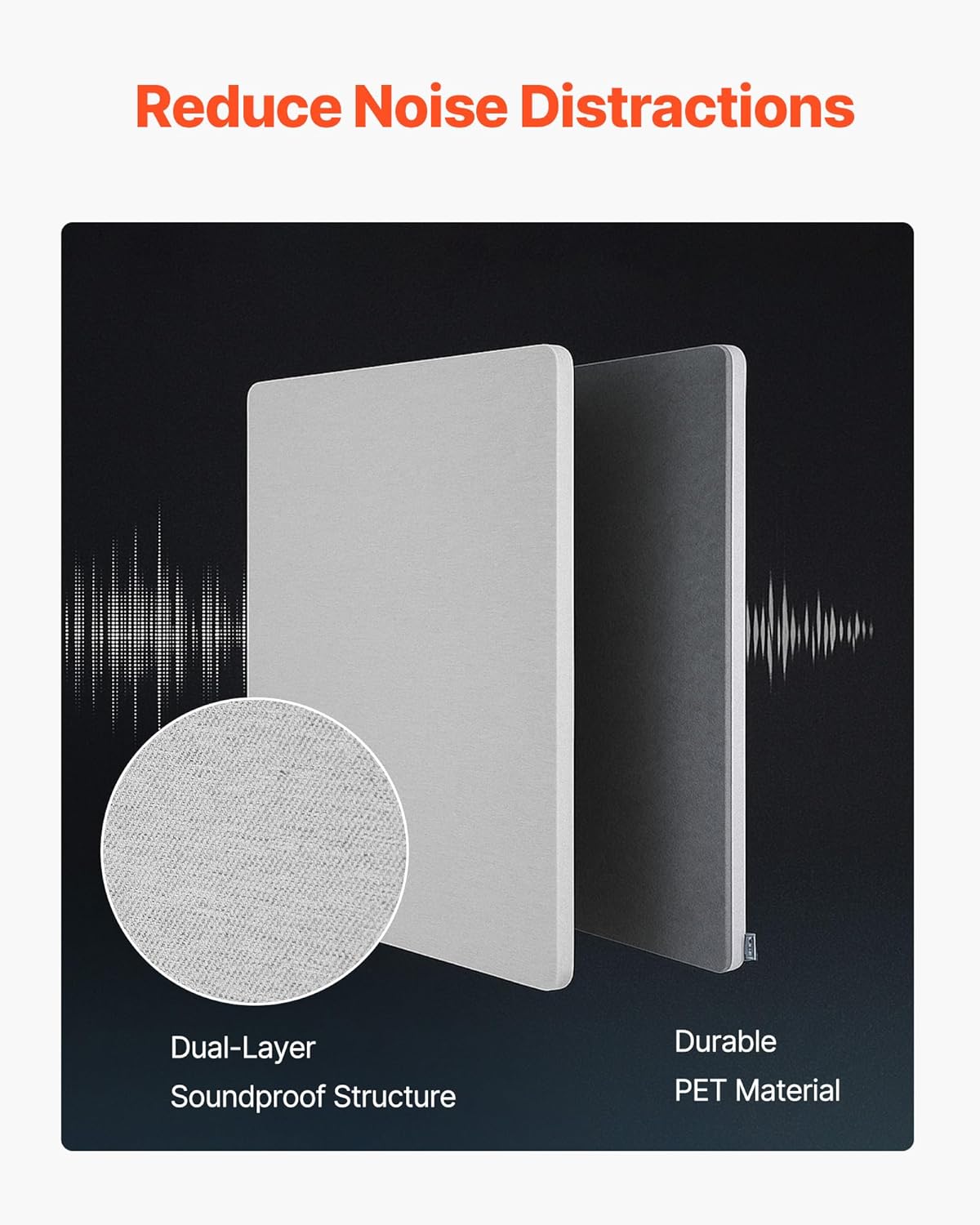 VEVOR Desk Divider Privacy Panel, 60" x 24" Clamp-on Office Desk Partition, PET Cubicle Partition Panel, Workstation Privacy Divider with 2 C-Type Clamps for Office, Sturdy Room, Library