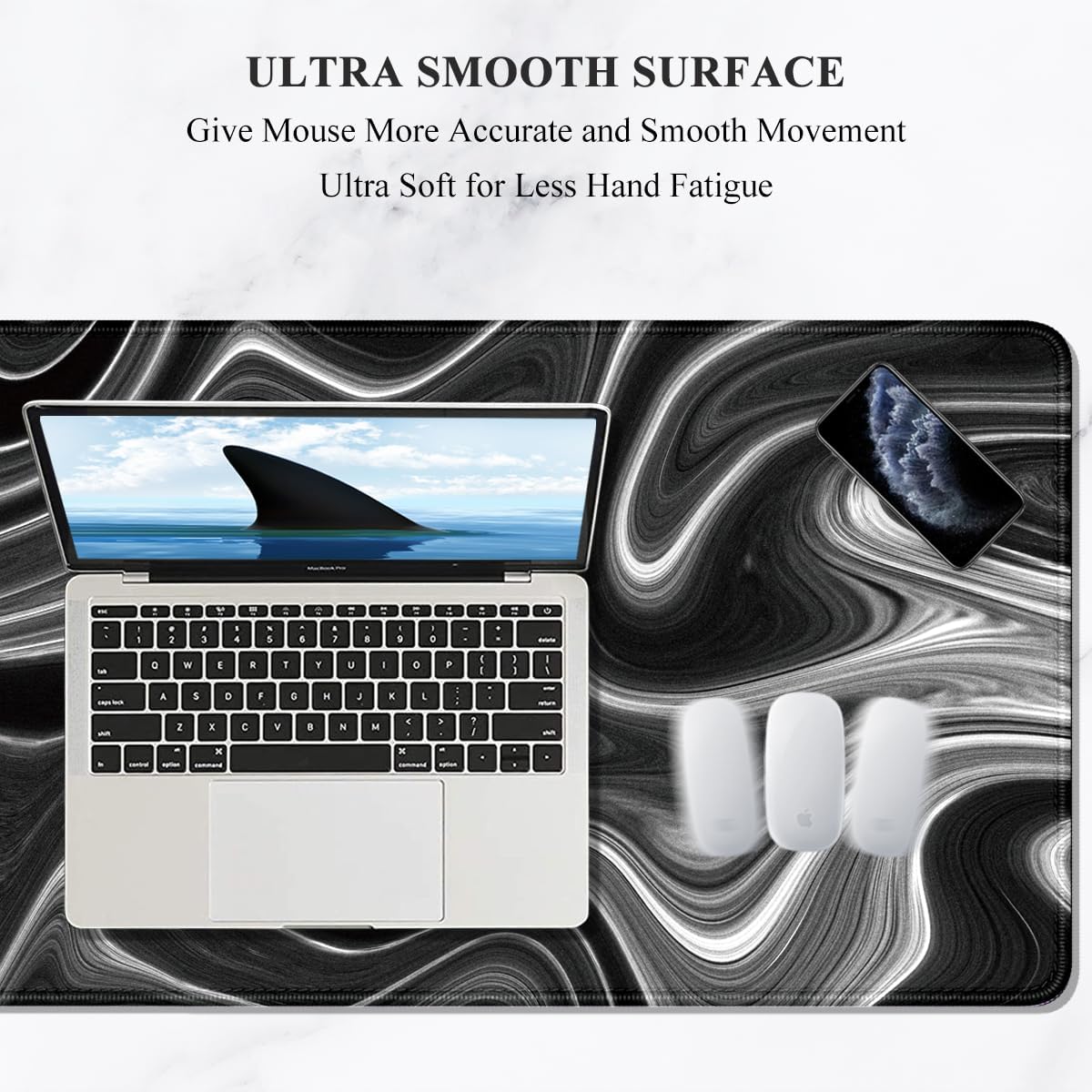 Auhoahsil Large Mouse Pad, XXL Gaming Mousepad, Desk Mat for Desktop, Thick Rubber, Big & Long Size, Stitched Edges, Full Desk Pad for Laptop & Computer, Extended 31.5 x 11.8 in, Abstract Contour