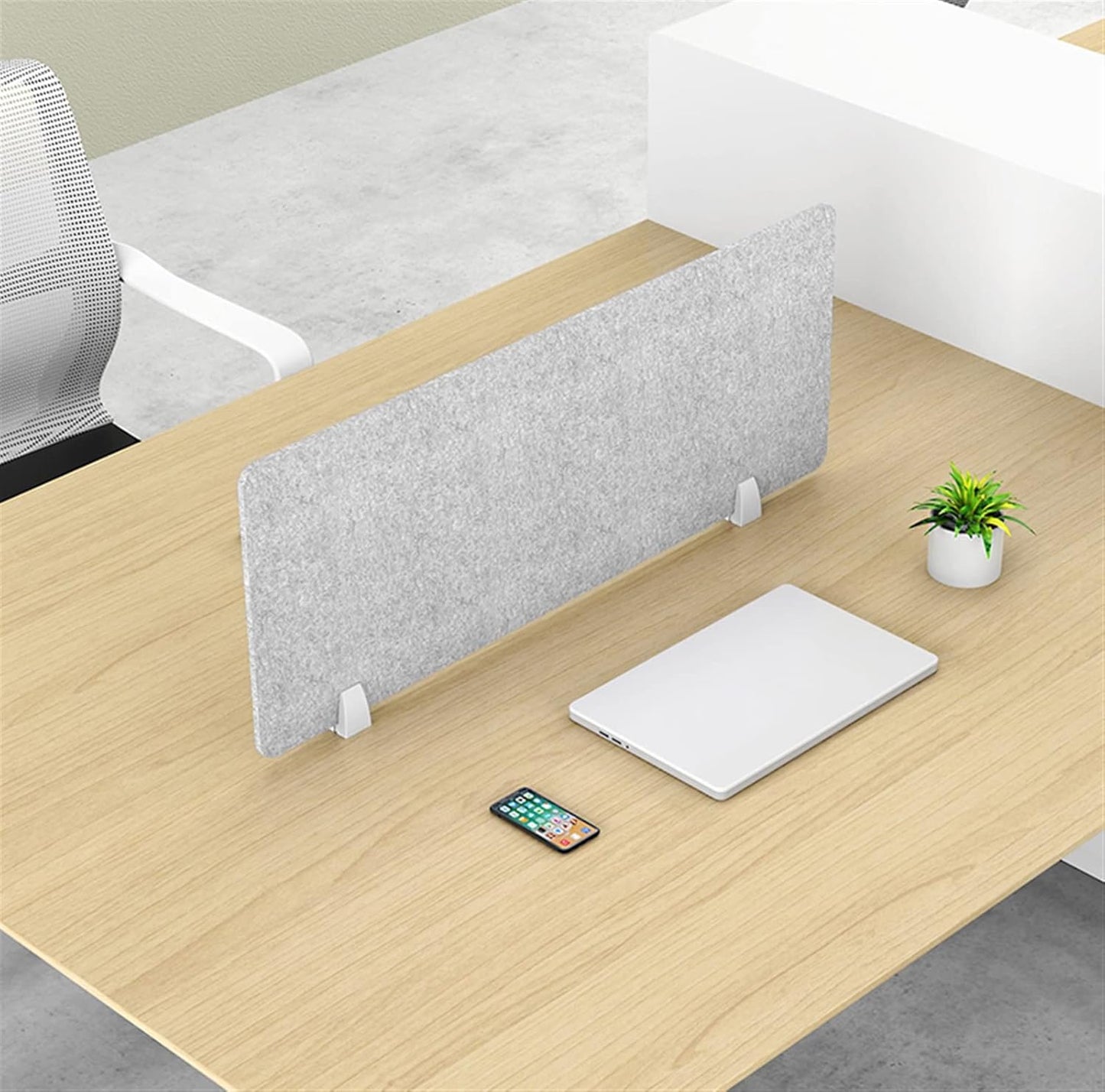 Icegrey Acoustic Desk Divider Privacy Panel Removable Sound Absorbing Desk Partition Board with 2 Clips for Student Call Centers Offices Braries Classrooms Library, Light Grey, 19.5x11.7