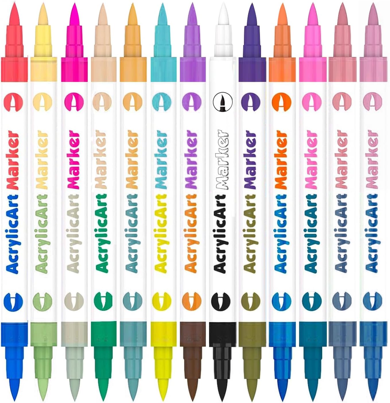 Tommax Acrylic Paint Marker Pens 26 Color, 13pcs 2-headed 2-Color Dual Tip Pens, Point Acrylic Paint Markers for Wood, Canvas, Stone, Rock Painting, Glass, Ceramic Surfaces, DIY