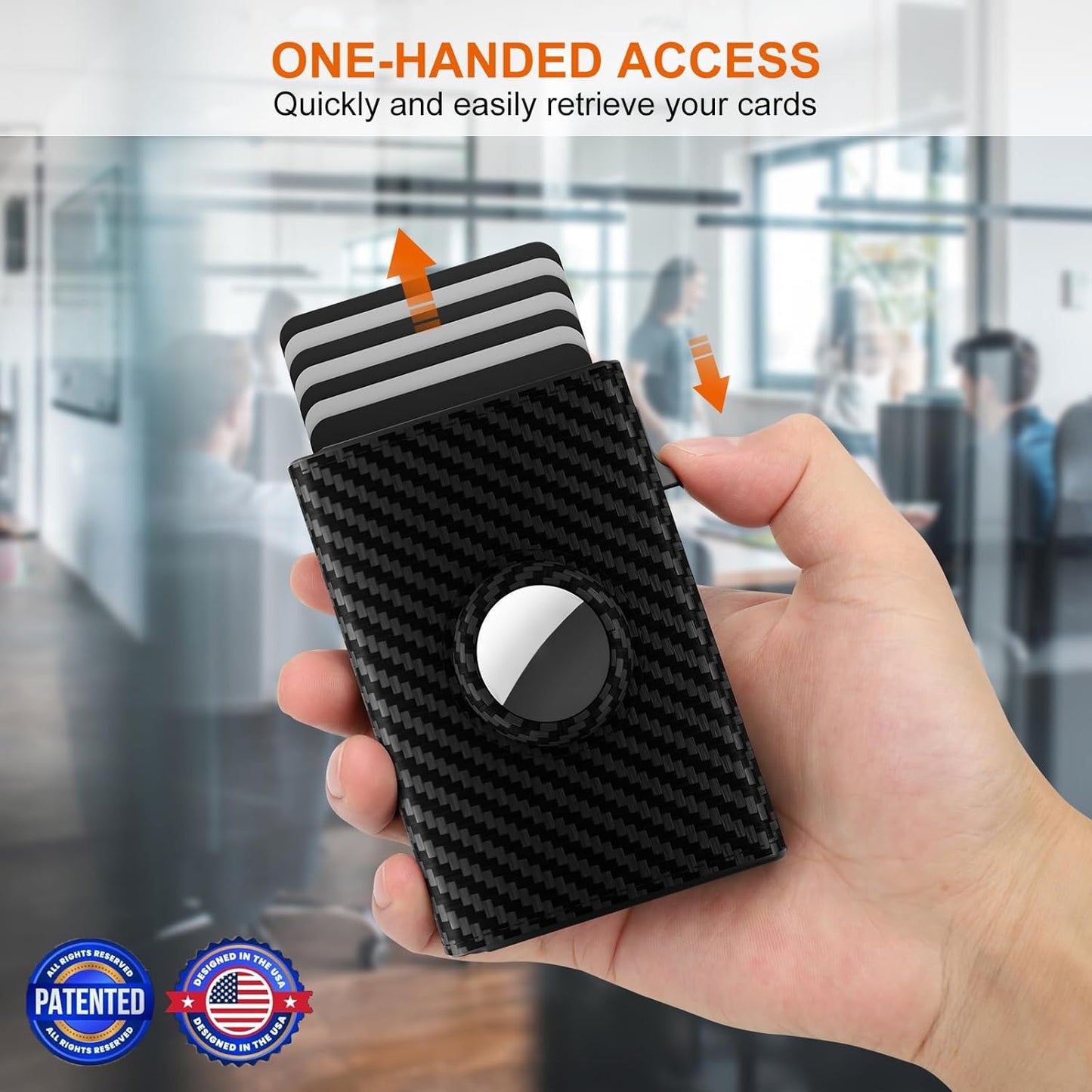 Mens Wallet Card Holder for AirTag - Genuine Leather Smart Wallet for Men Compatible with Apple Air Tag, RFID Blocking, Slim, Minimalist, 9-14 Card Capacity | ID Window | Cash Slot