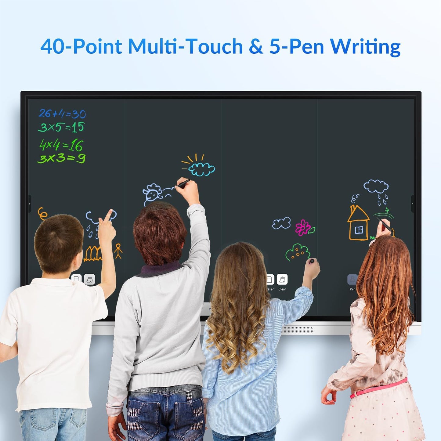 4K Smart Board - Google EDLA-Certified Interactive Whiteboard, Android 14 OS, 50-Point Touch, Wireless Casting - Digital Whiteboard for Classrooms & Hybrid Offices (Android, 55 Inch)
