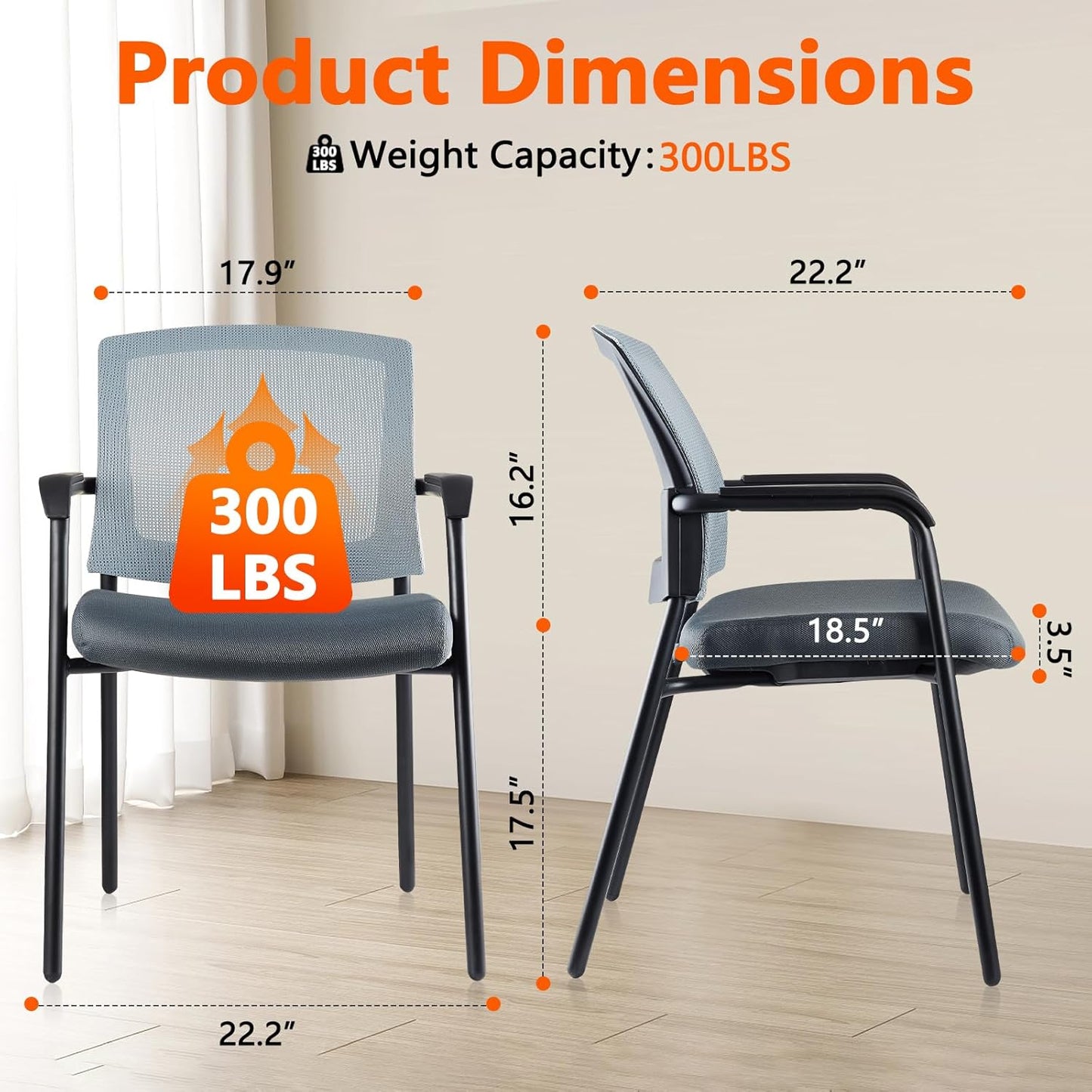 CLATINA Grey Stacking Chairs Stackable Waiting Room Chairs with Armrest, Mesh Office Reception Guest Chair for Home Desk Conference Lobby Church Medical Meeting Training Ergonomic, Set of 8