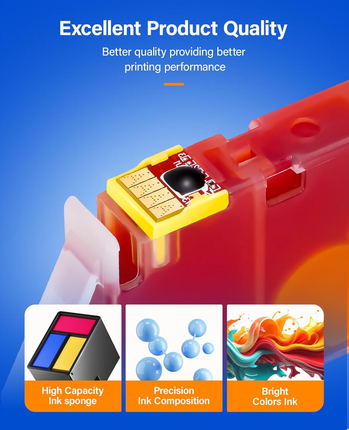 923 923e with chip Ink Cartridges 4-Pack High Yield Replacement for HP 923 923e 923XL Ink Compatible for HP OfficeJet Pro 8135e 8138e 8139e 8122e 8120 8123 8130 8133 Printers Black Cyan Magenta Yellow