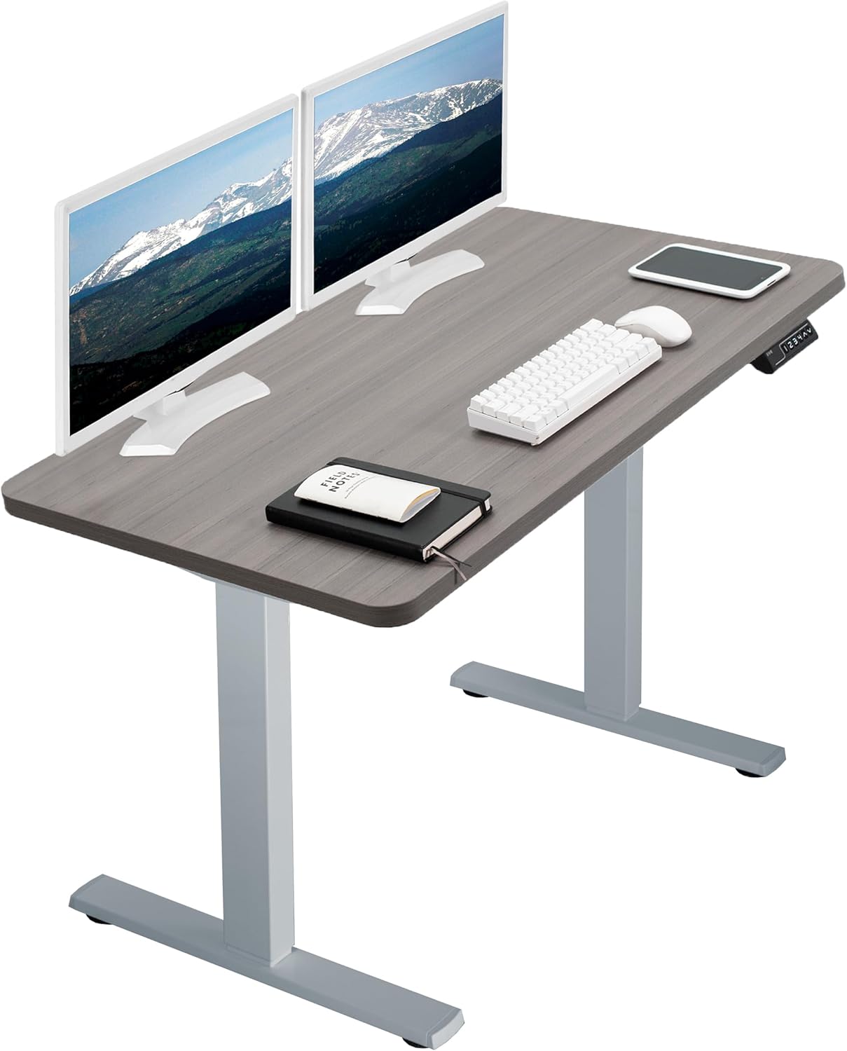 VIVO Electric 43 x 24 in Standing Desk, Memory Height Adjustment, 1B Series, One-Piece Dark Gray Top, Gray Frame, DESK-KIT-1G4G