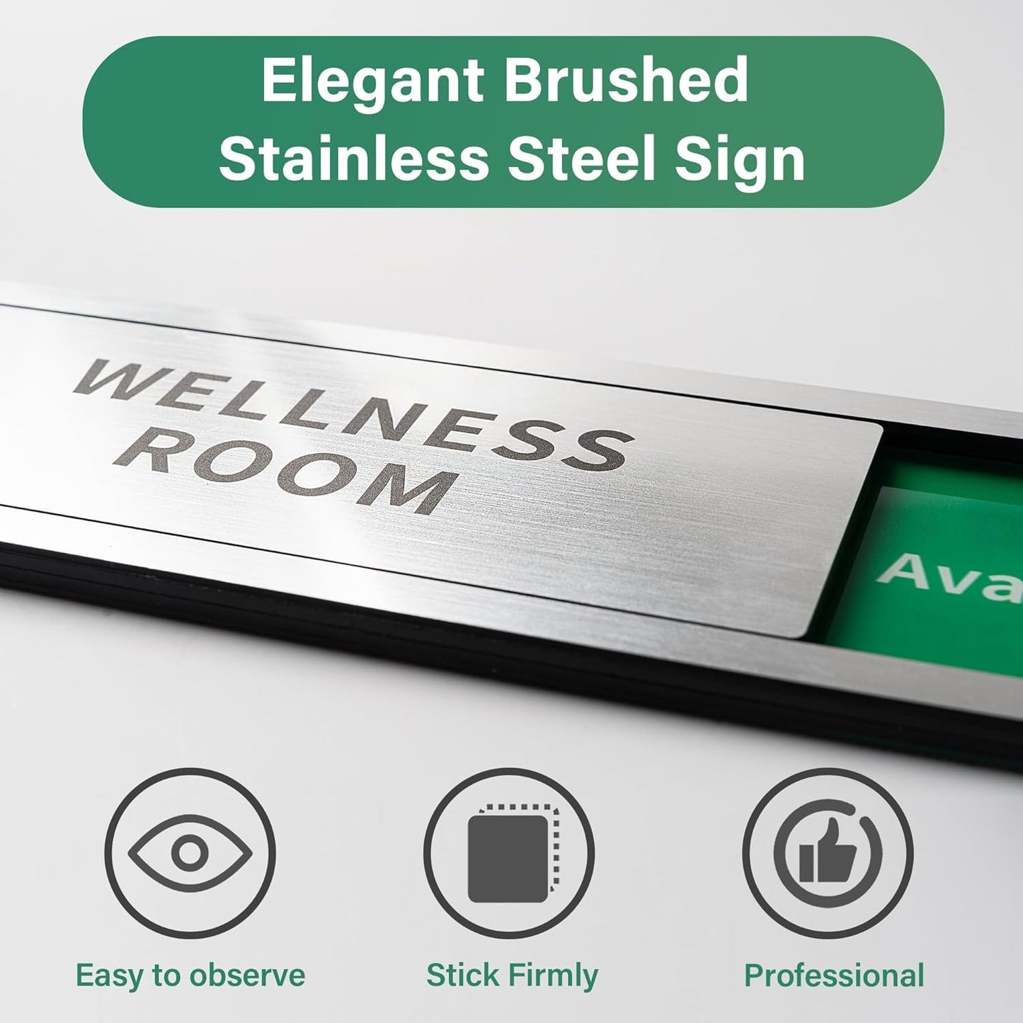 2 Pack Conference Room Office Door Signs Do Not Disturb, In Use/Available Slider Sign for Home Office Wellness Conference Vacant Occupied Privacy Slide Door Sign,Brushed Silver 8" x 2.6"