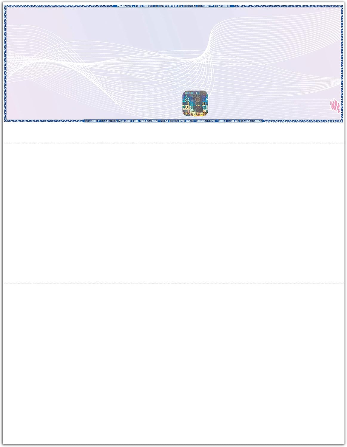 EZ Checks High Security Check Paper with Hologram & 20 Security Features | 500 Sheets | QuickBooks Compatible (Blue/Maroon, Check at Top)