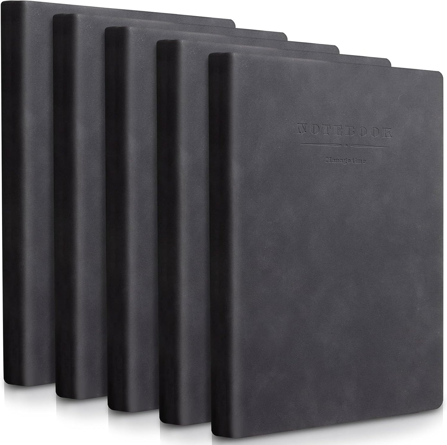 SATINIOR 5 Pack A4 Notebooks Large Journal 360 Pages Leather Softcover Hardcover Notebooks Thick Paper Lined Notepad for Office School Business Note Taking Writing, 8.5'' x 11''(Black)